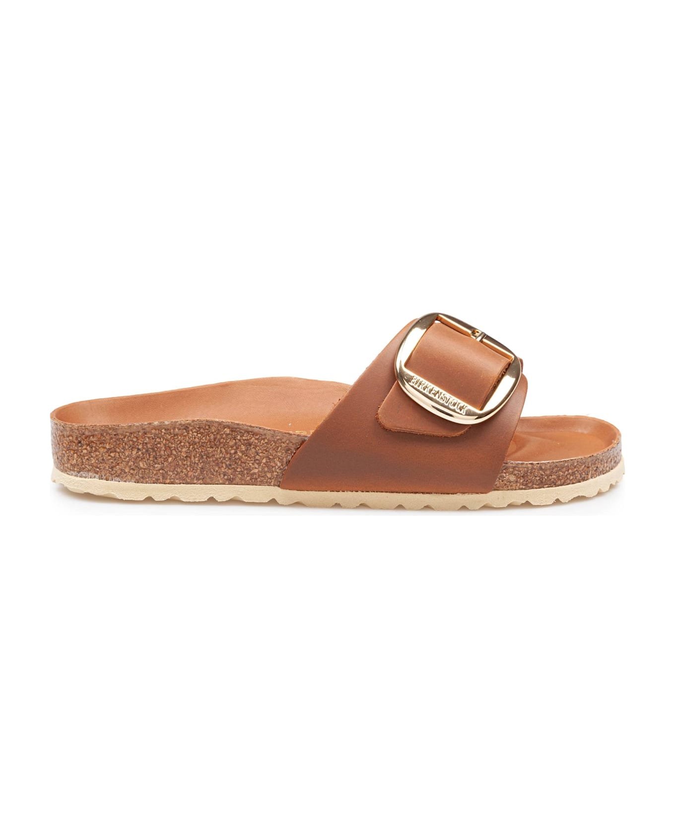 Birkenstock Madrid Sandal In Cognac Nubuck With Large Buckle - BROWN