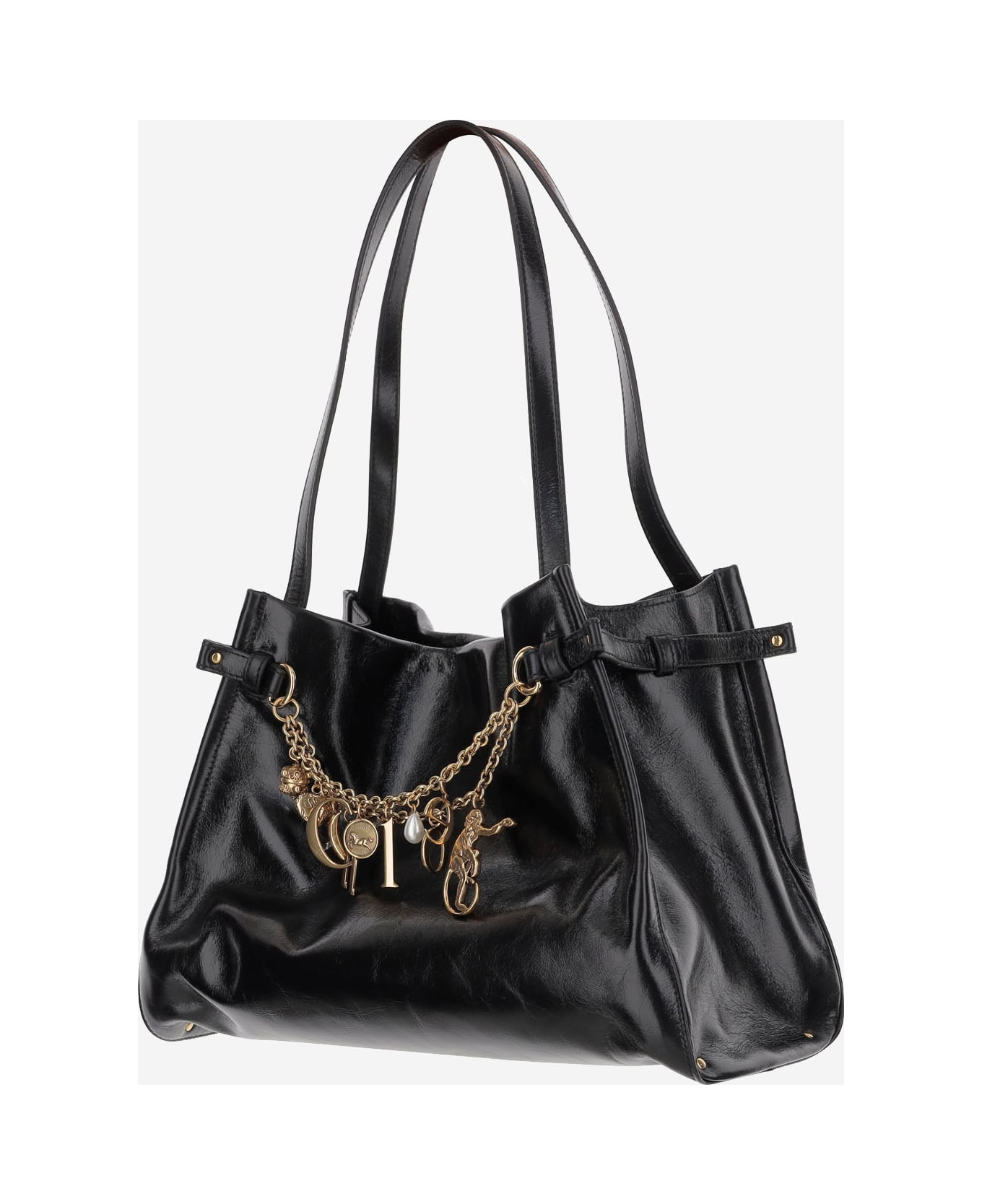 Chloé Glossy Leather Shoulder Bag - Black