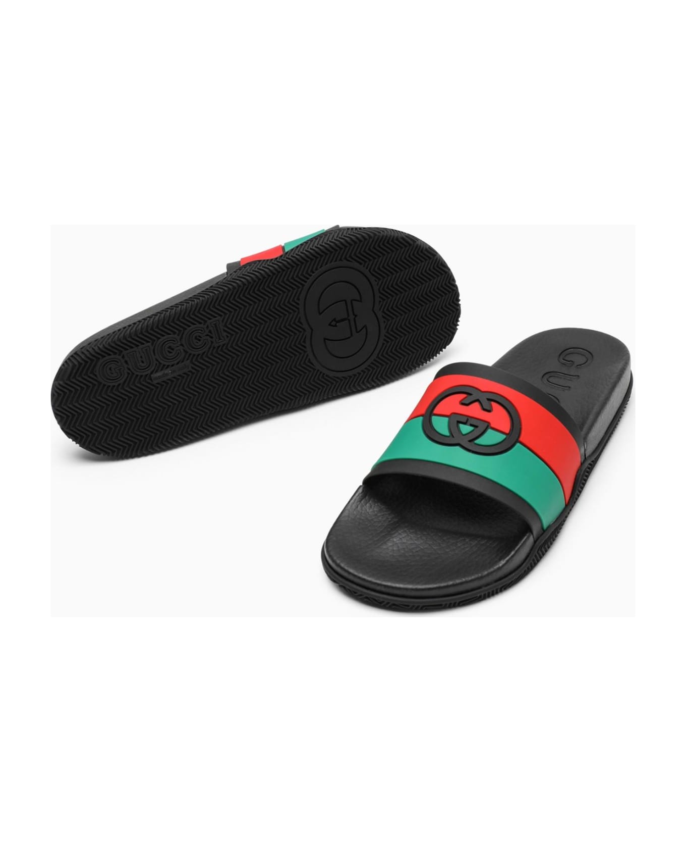 Gucci Multicolour Slider Sandals - Black