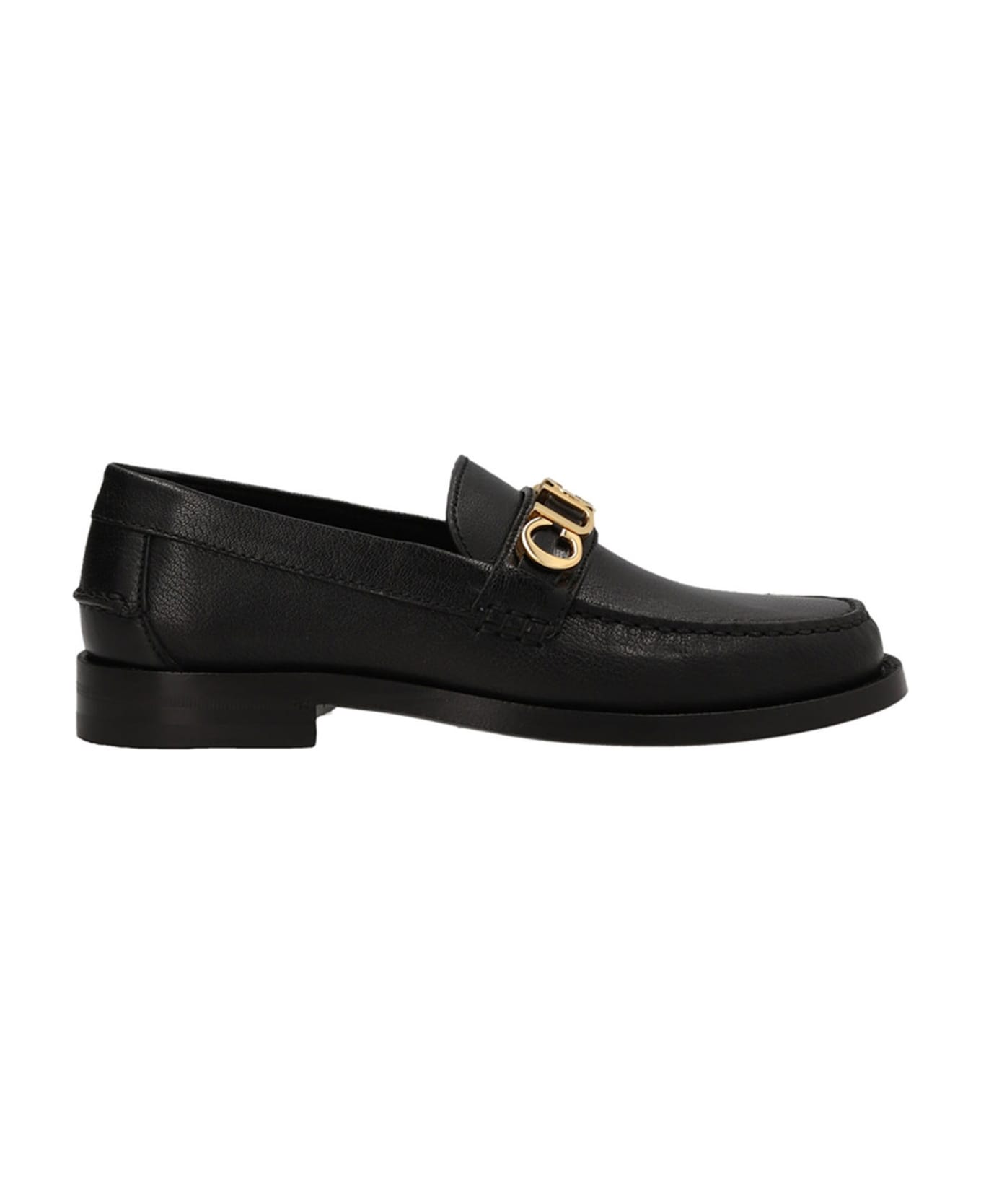 Gucci Logo Plaque Leather Loafers - Black