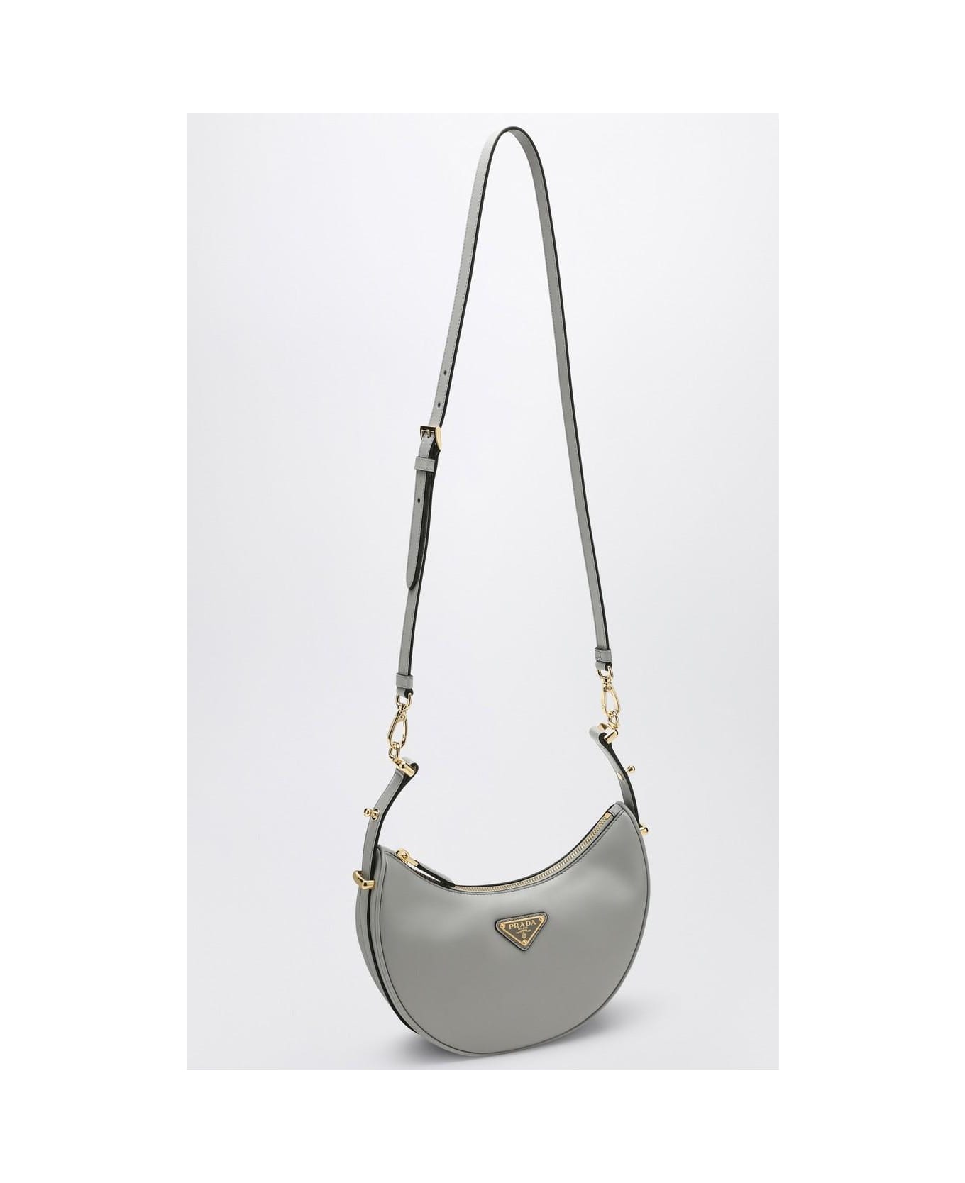 Prada Light Grey Leather Arqu\u00e9 Bag