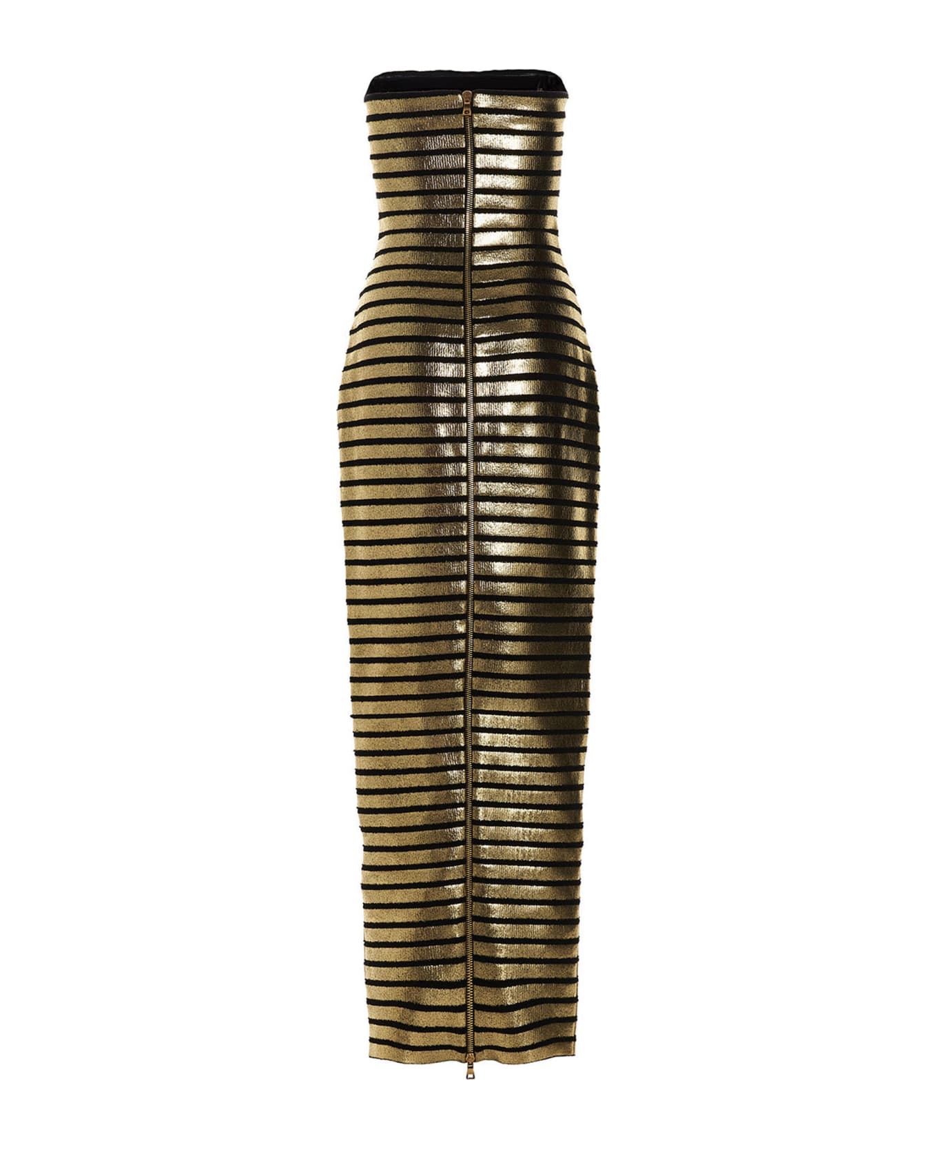 Balmain 'golden Striped Bustier' Dress - Multicolor