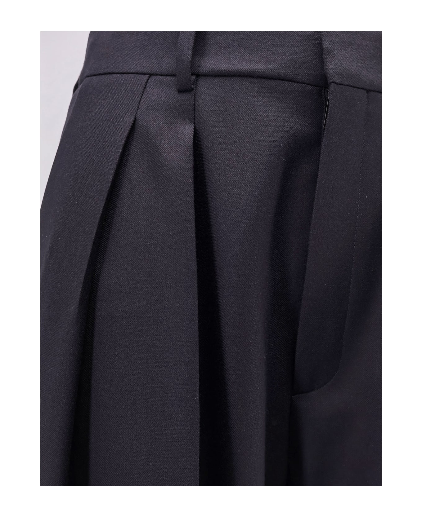 Saint Laurent Certified Wool Trousers With Wide Leg - Blue