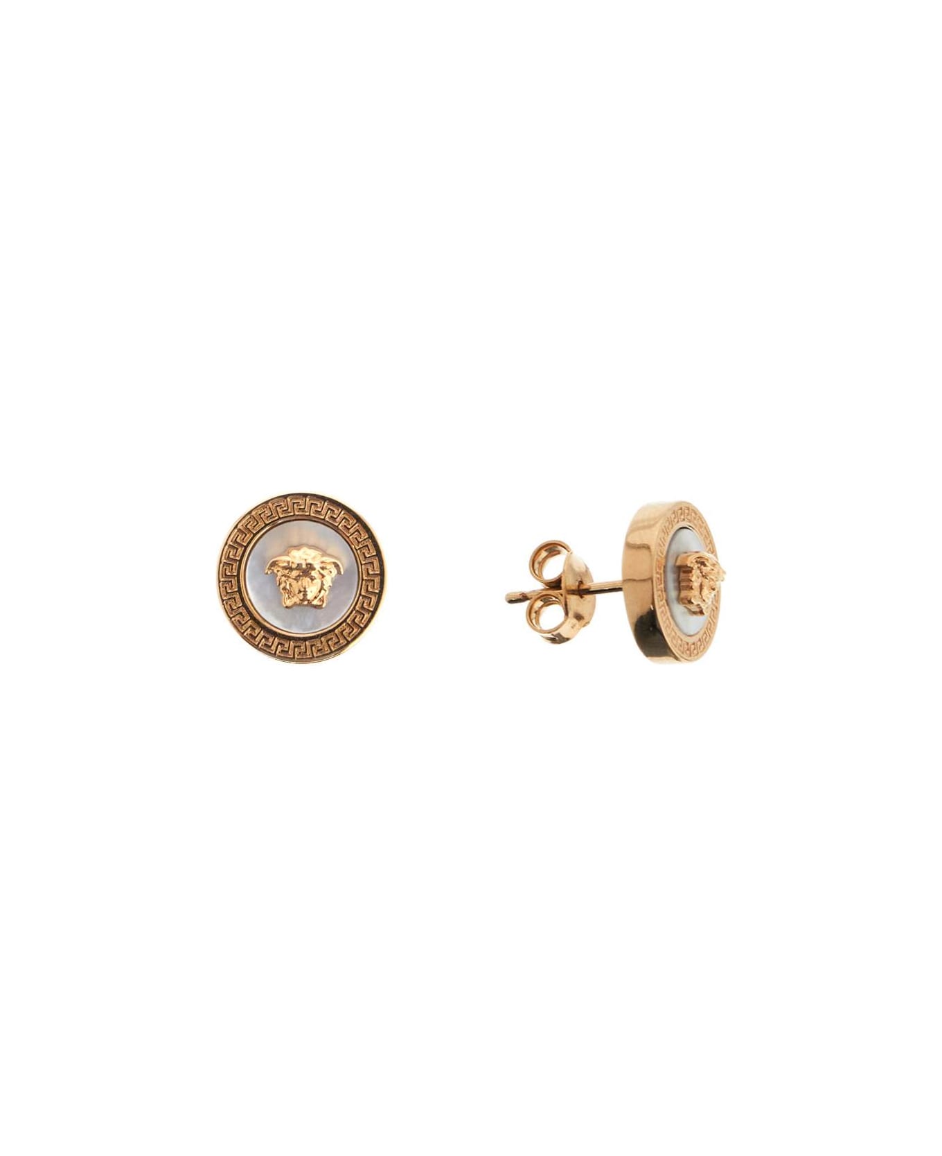 Versace Ic Button Earrings By Orecch - VERSACE GOLD-WHITE (Gold)