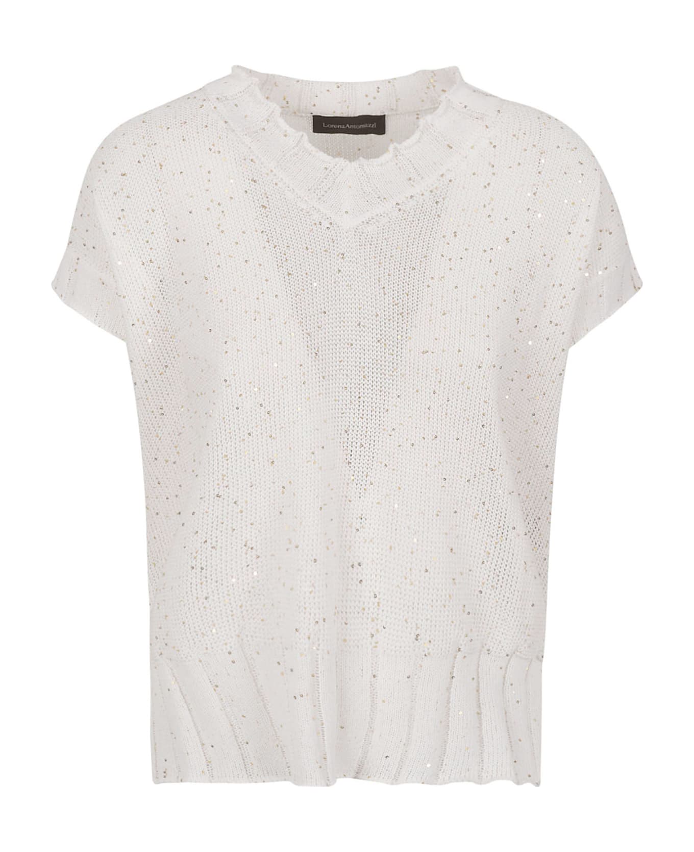 Lorena Antoniazzi Side Slit Embellished Knit Top - White