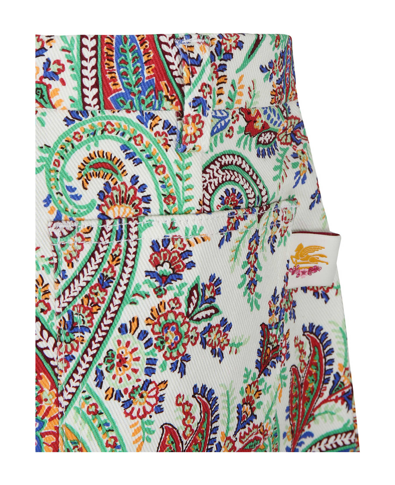 Etro Ivory Shorts For Girl With Paisley Pattern - ivory/colourful