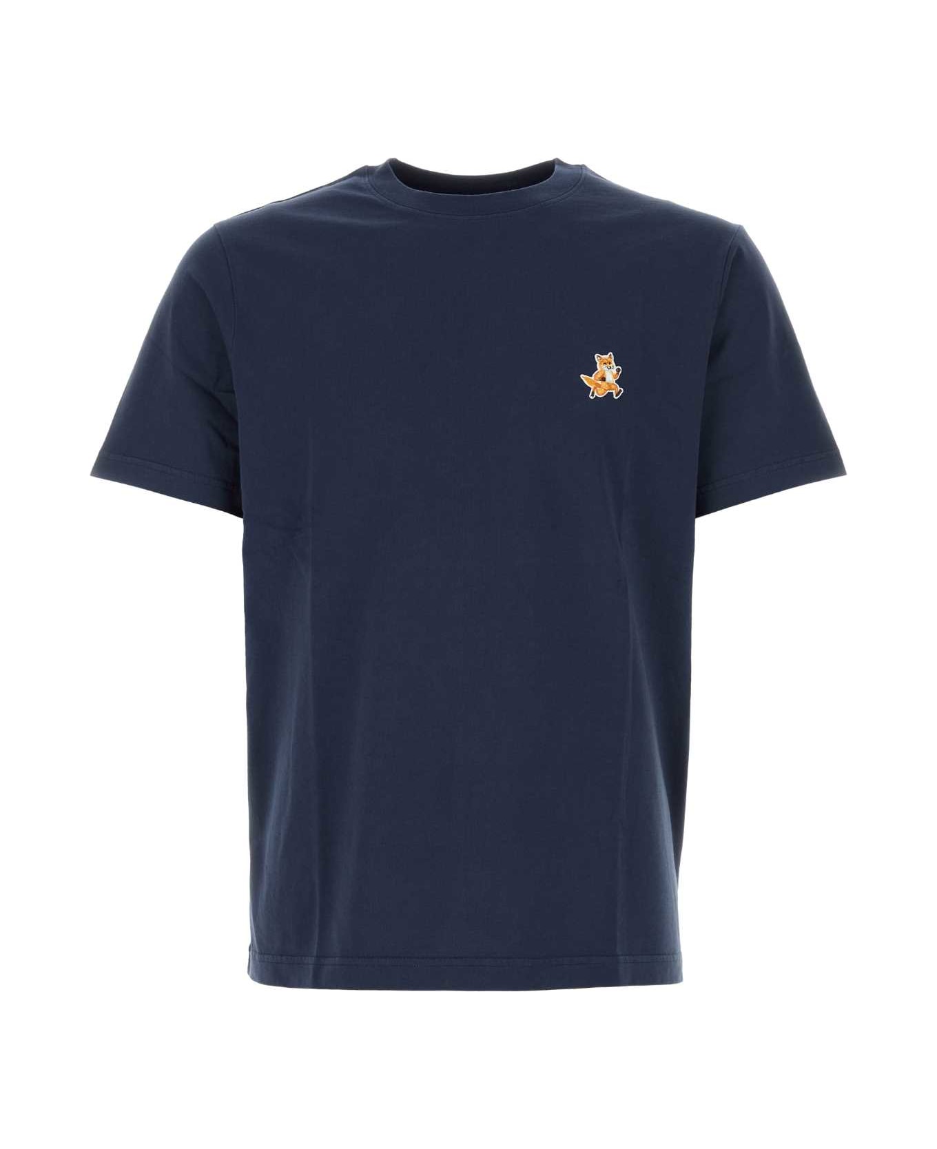 Maison Kitsuné Navy Blue Cotton T-shirt - INKBLUE シャツ