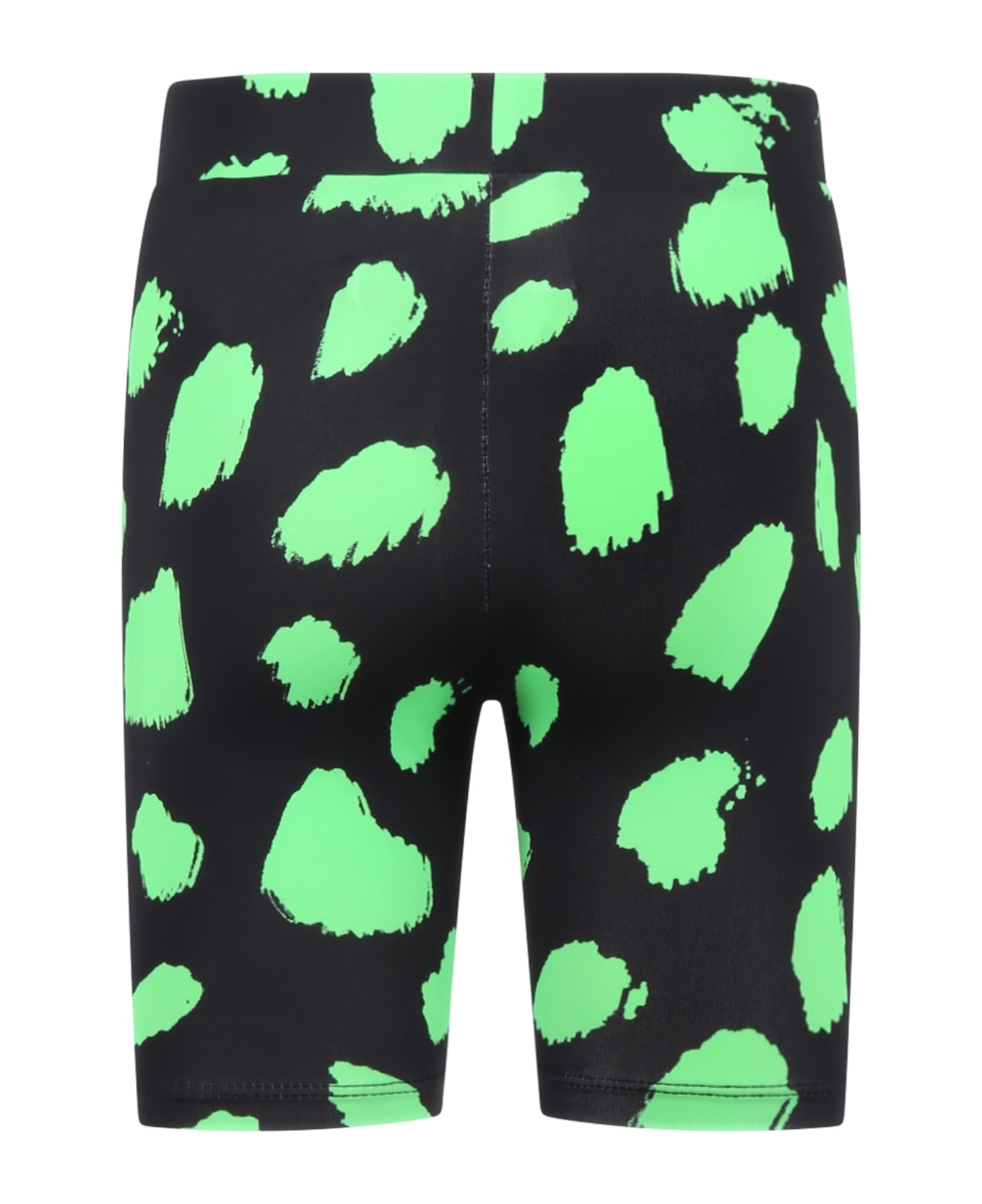 Stella McCartney Kids Black Cyclists For Girl With Green Print - Black ボトムス