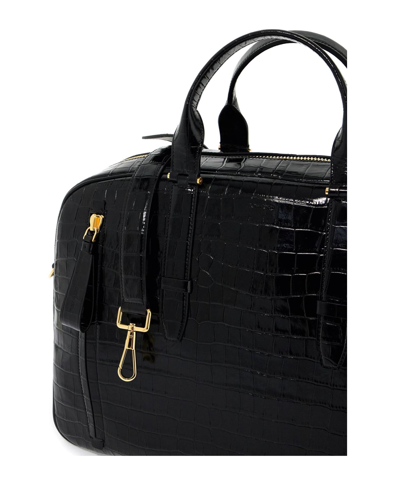 Tom Ford Black Croco Bowling Bag - BLACK (Black)