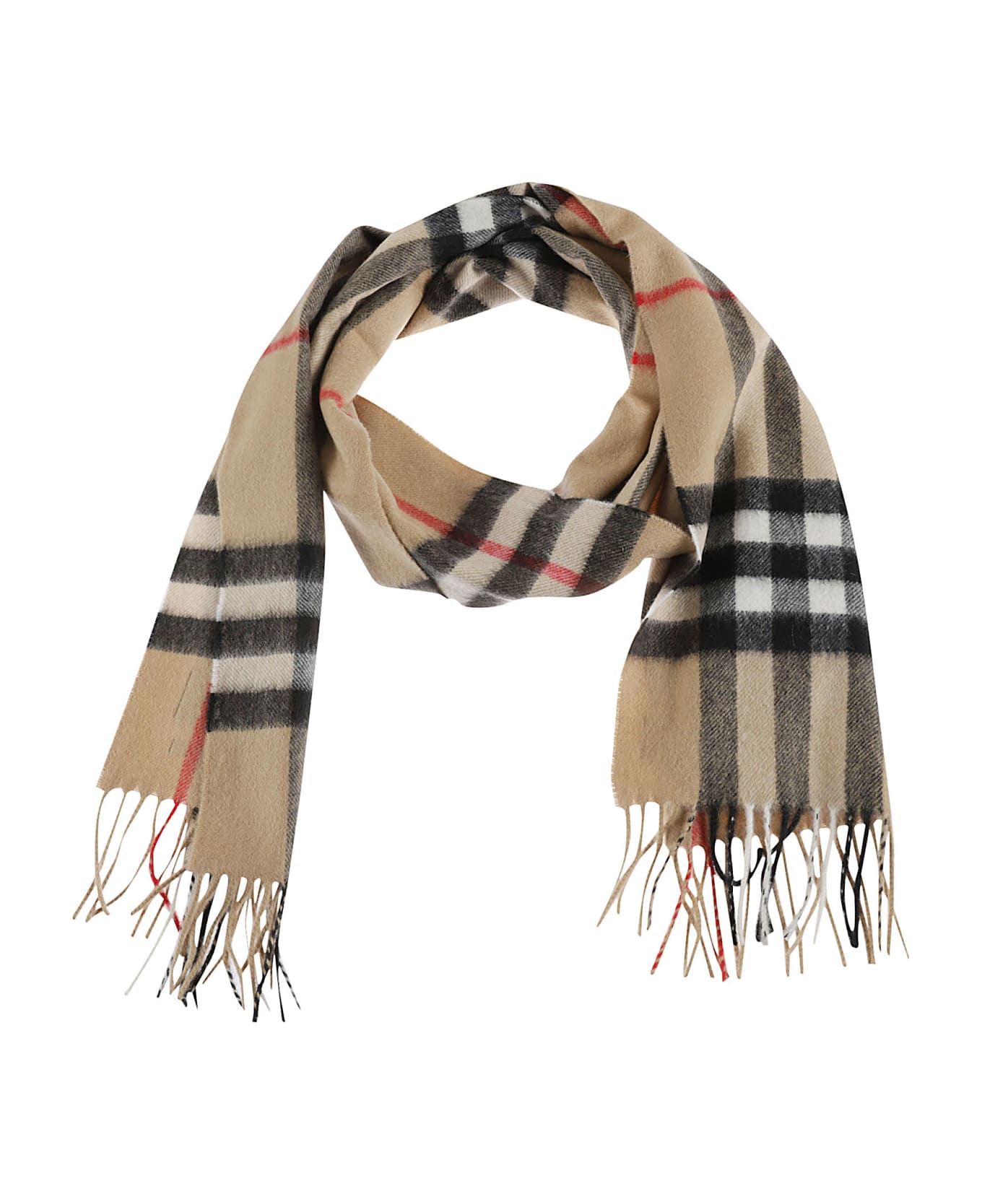 Burberry Check Fringed Scarf - Archive Beige