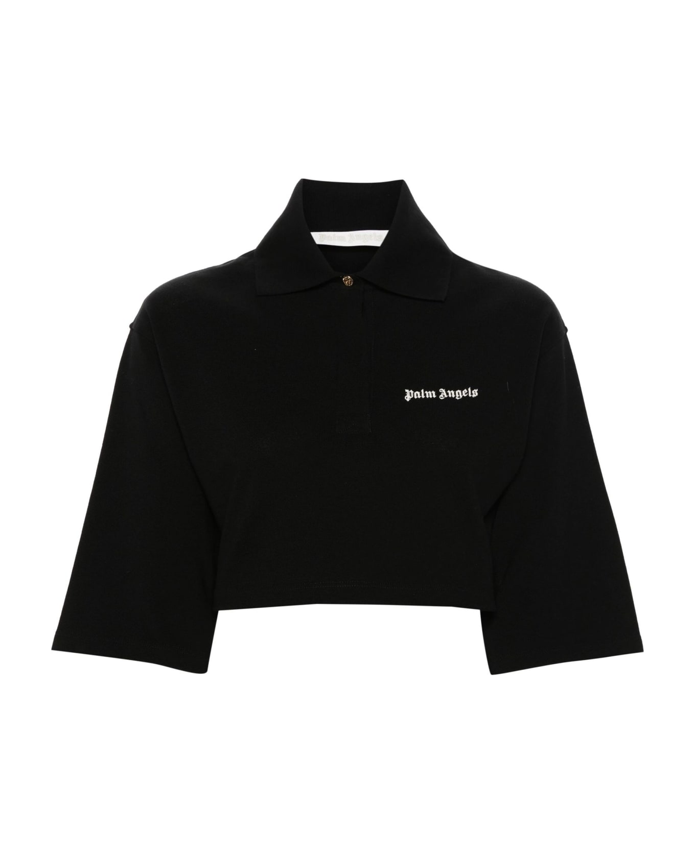 Palm Angels Black Cotton Polo Shirt - Black