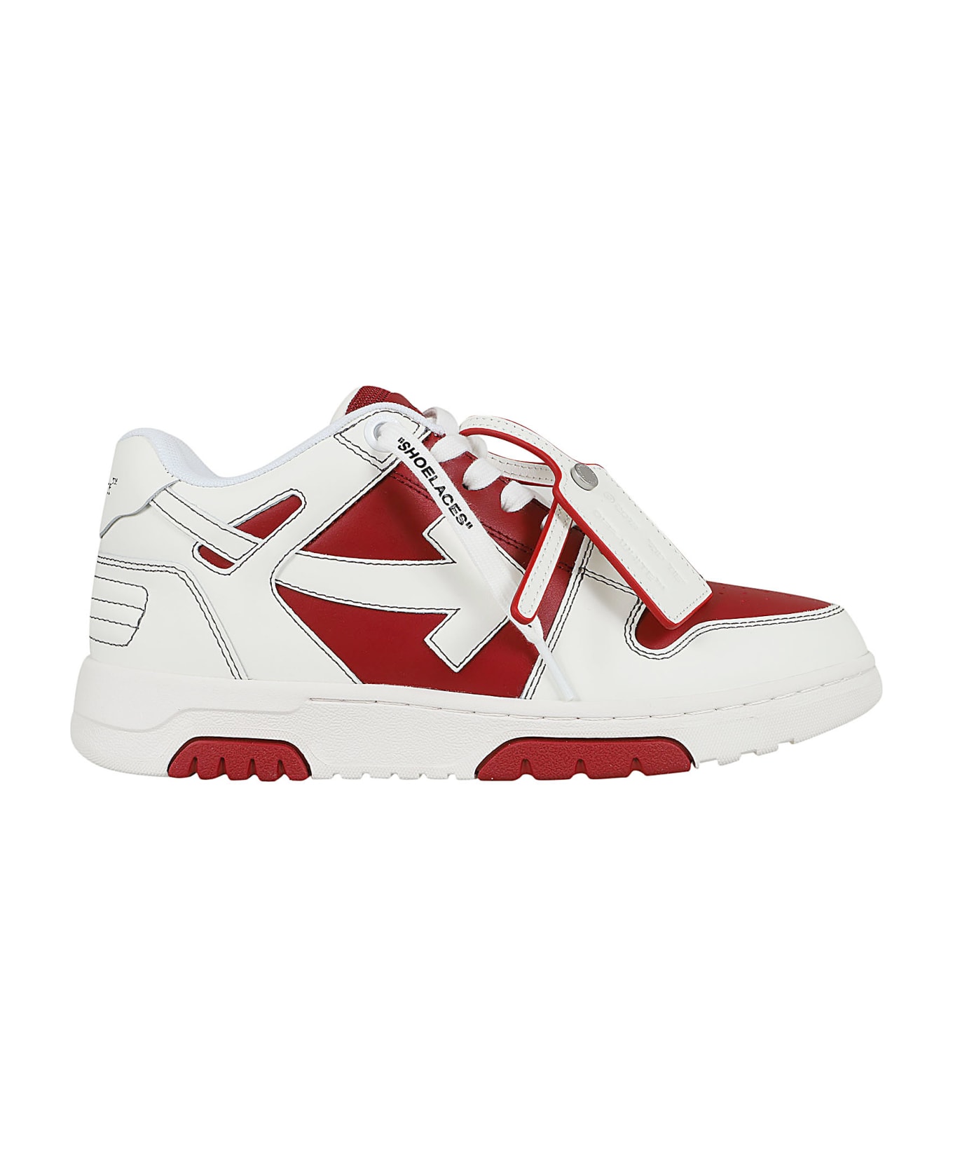 Off-White Out Of Office Calf Leather Brick Red Whi - Brick Red Whi