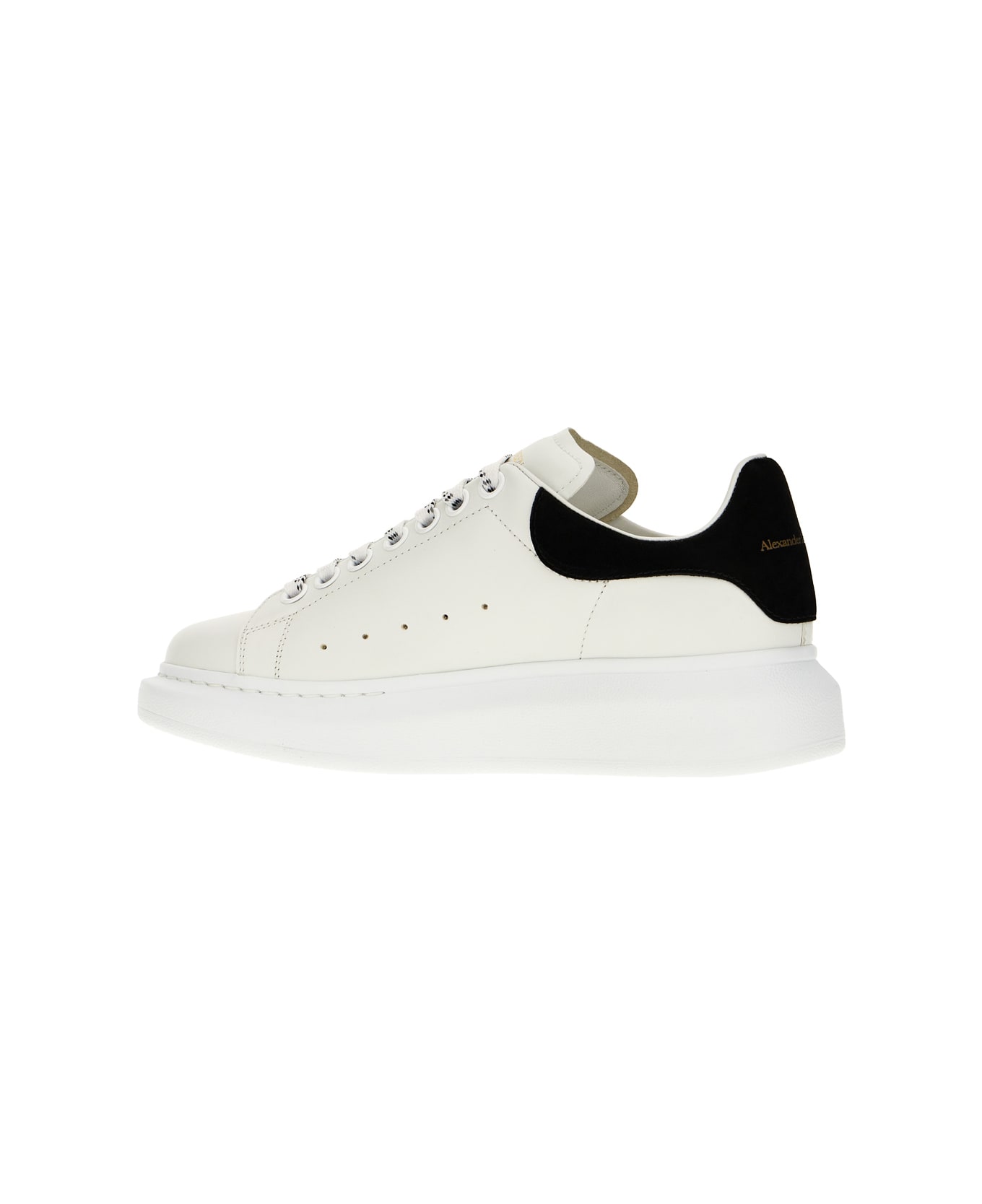 Alexander McQueen White Leather Sneakers With Black Suede Heel - WHITEBLACK