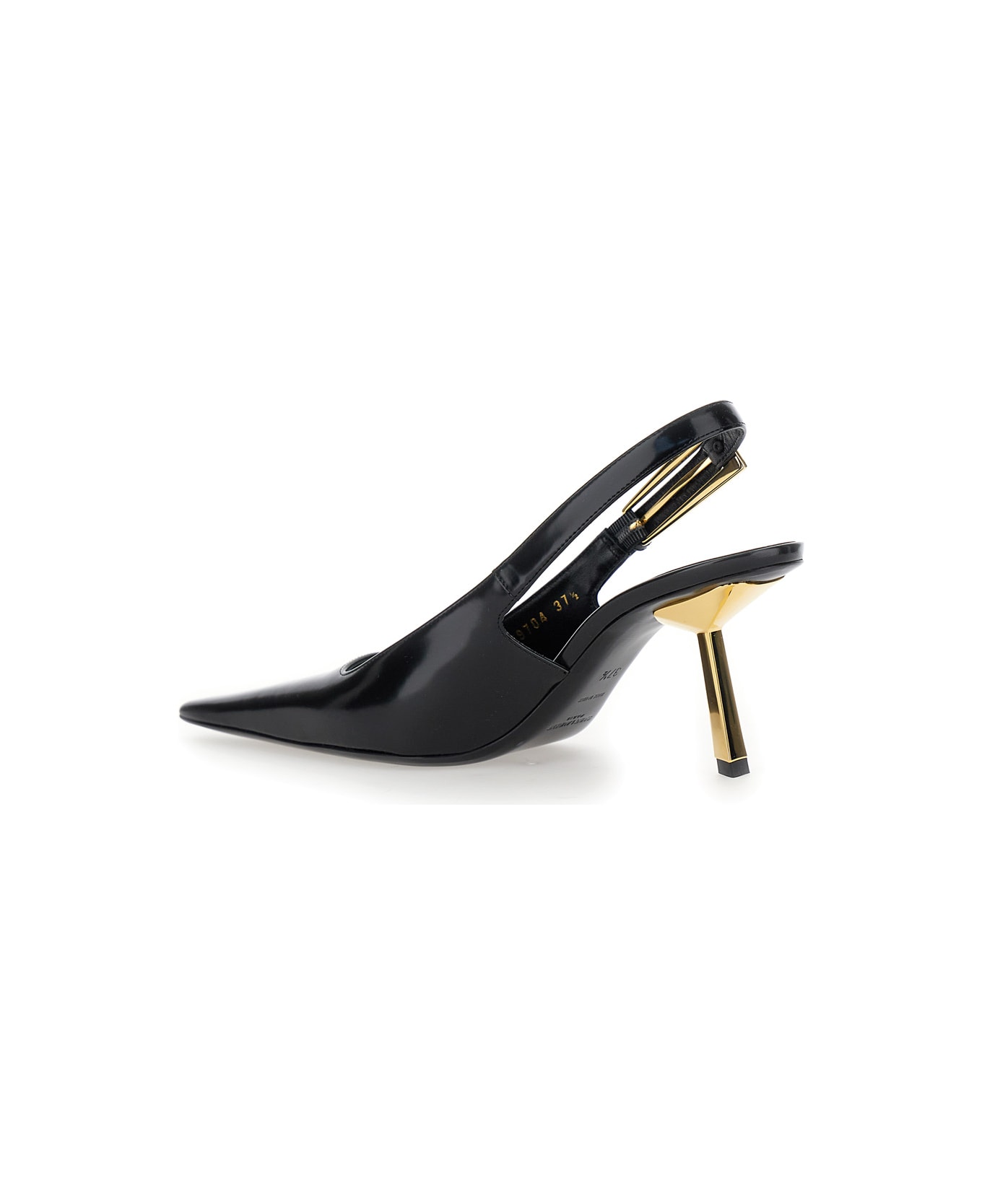 Saint Laurent Lee 75 Slingback Golden Heel Cuir Vernis Gloss - Black