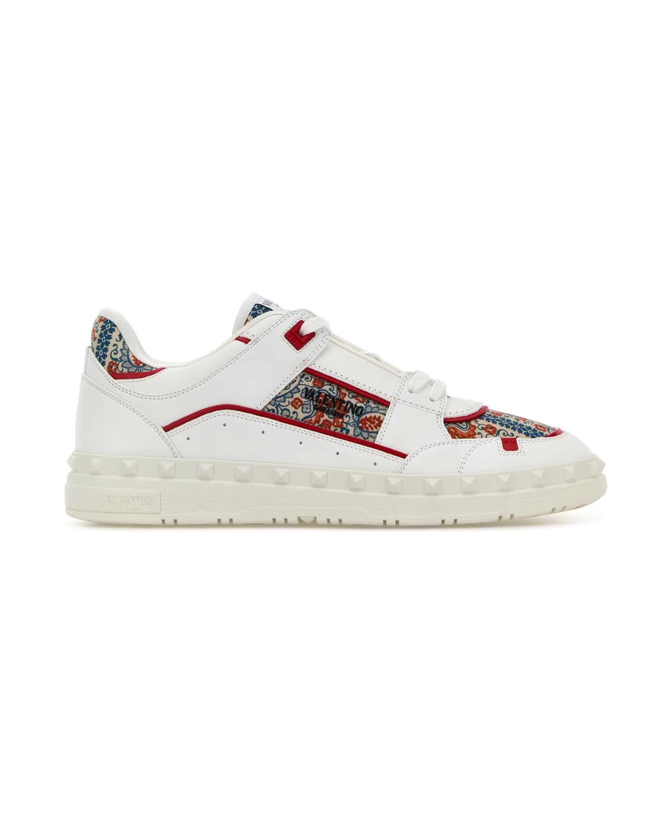 Valentino Garavani White Leather Freedots Sneakers - BIANCOPRINTDISJA043881BICORALREDB