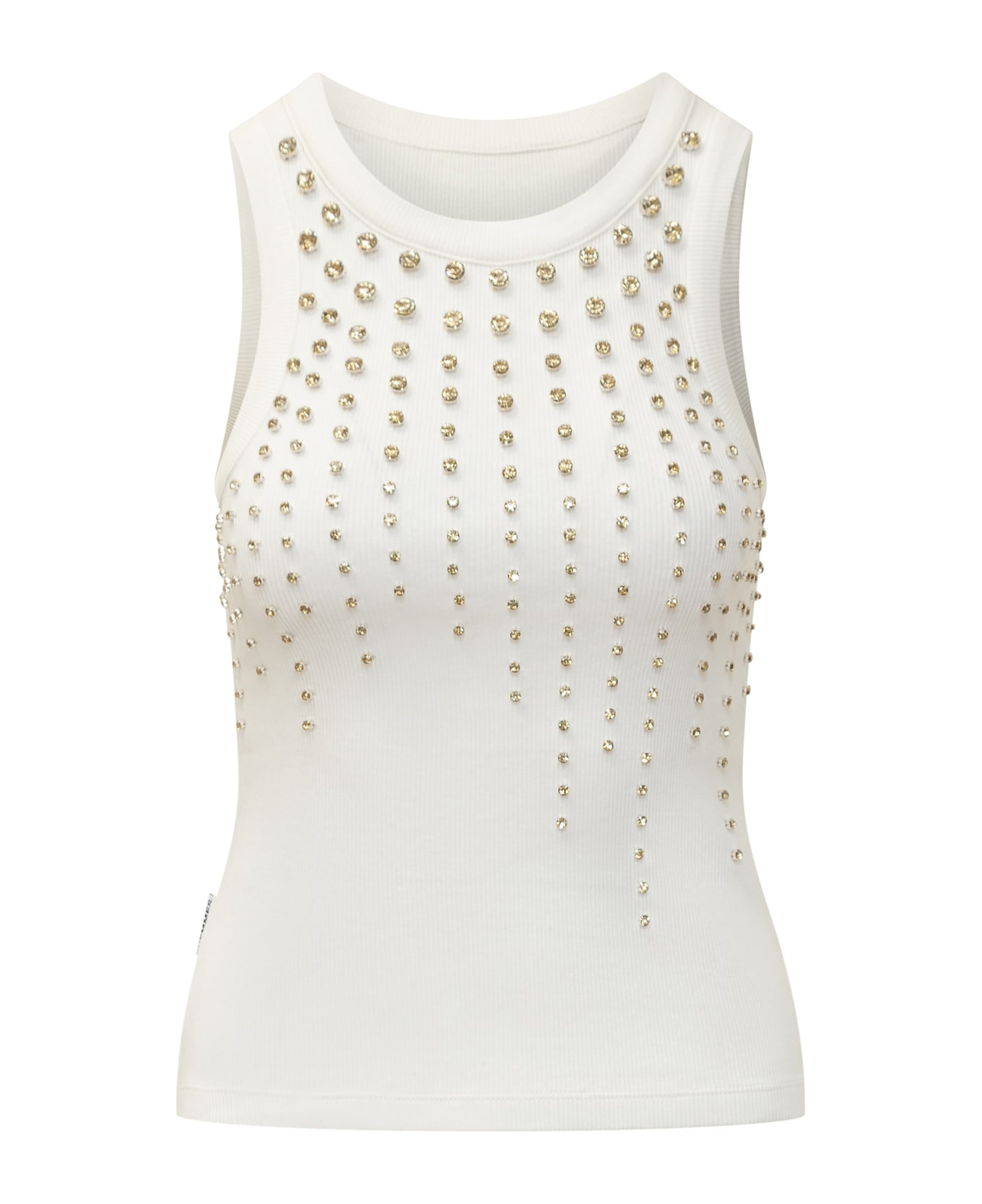 Des Phemmes Tank Top With Rhinestones - white