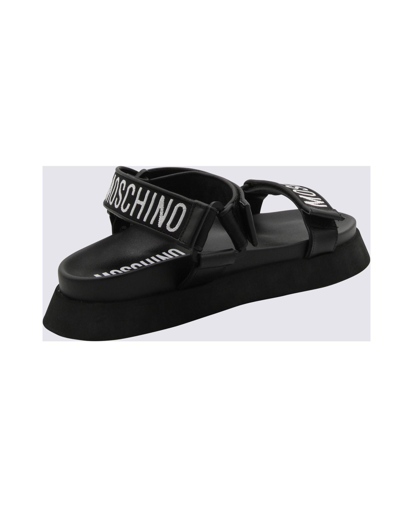 Moschino Black Rubber Logo Sandals - Black