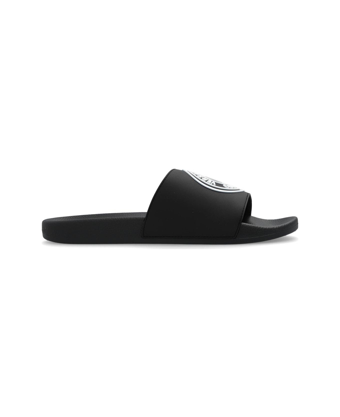 Versace Jeans Couture Logo Embossed Slides - BLACK