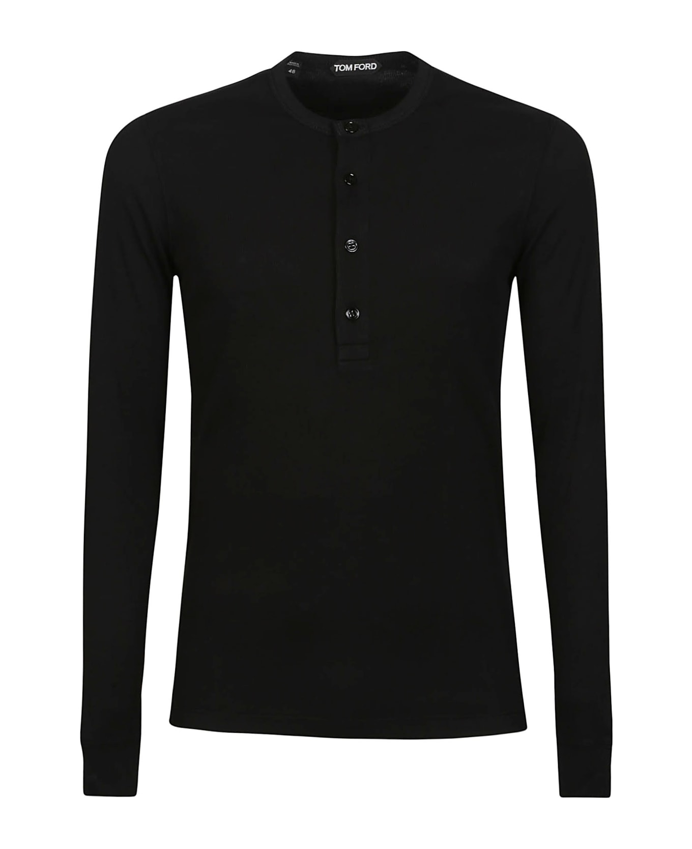 Tom Ford Long Sleeve Henley T-shirt - Black