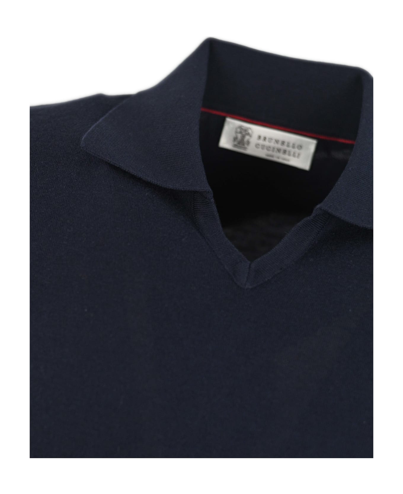 Brunello Cucinelli Linen Blend Polo Shirt - Navy