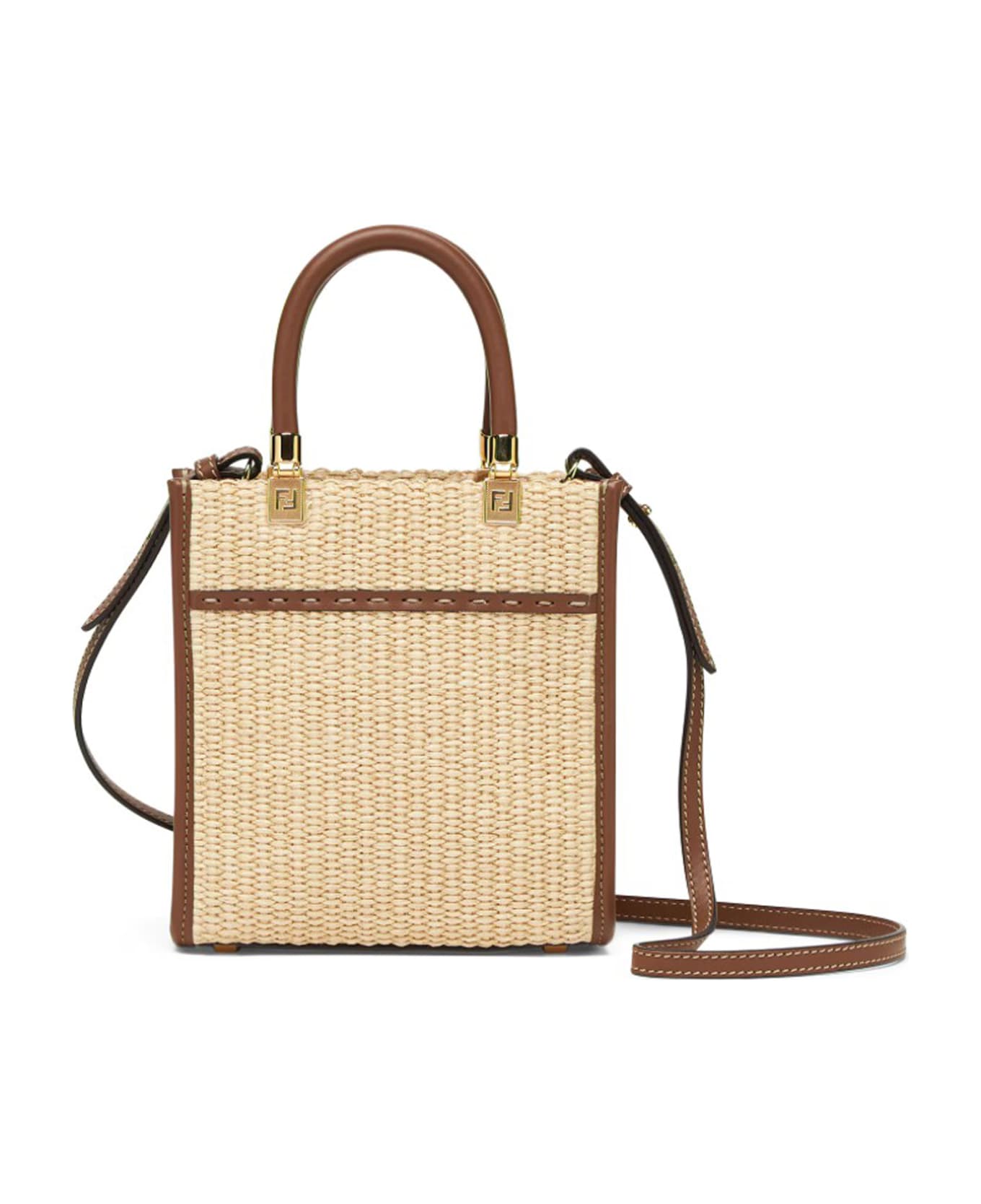 Fendi Shopping Mini Sunshine S Paglia Chicco - Plf Alchemy Gianduia Os