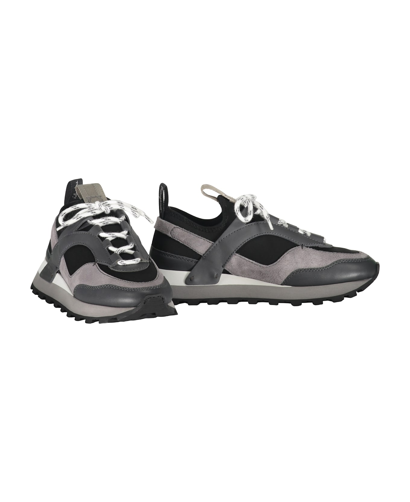 Ferragamo Techno Fabric And Leather Sneakers - grey