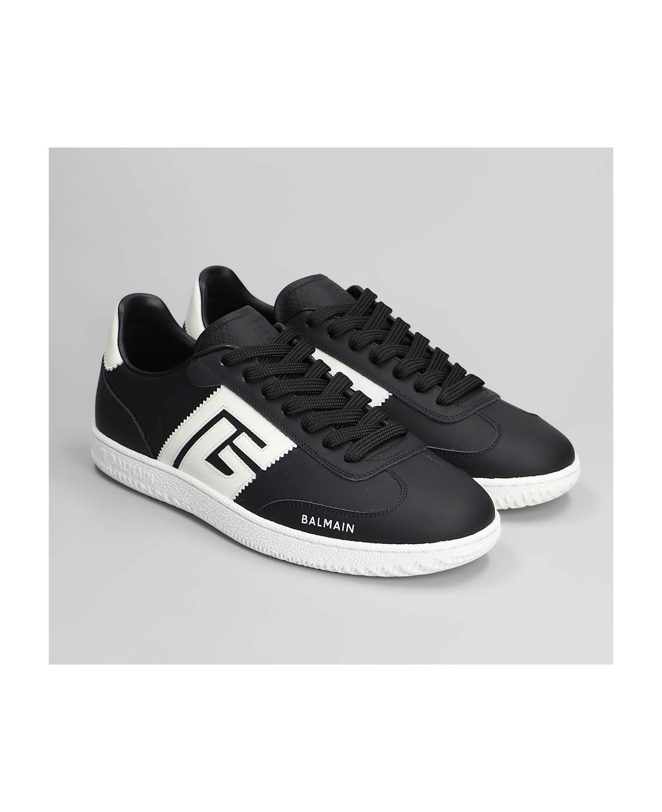 Balmain Swan Sneakers In Black Leather - black