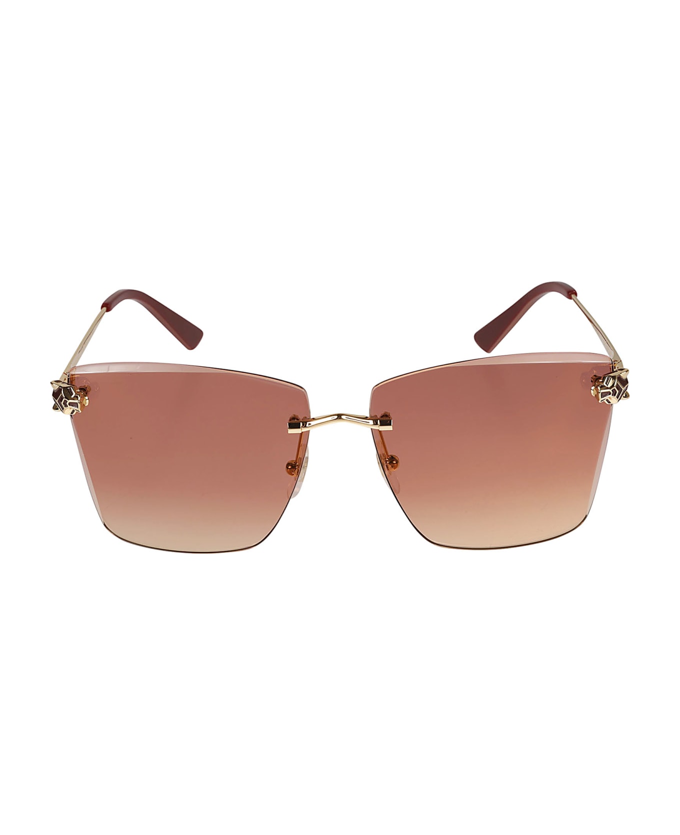 Cartier Eyewear Square Patterned Sunglasses - Gold サングラス