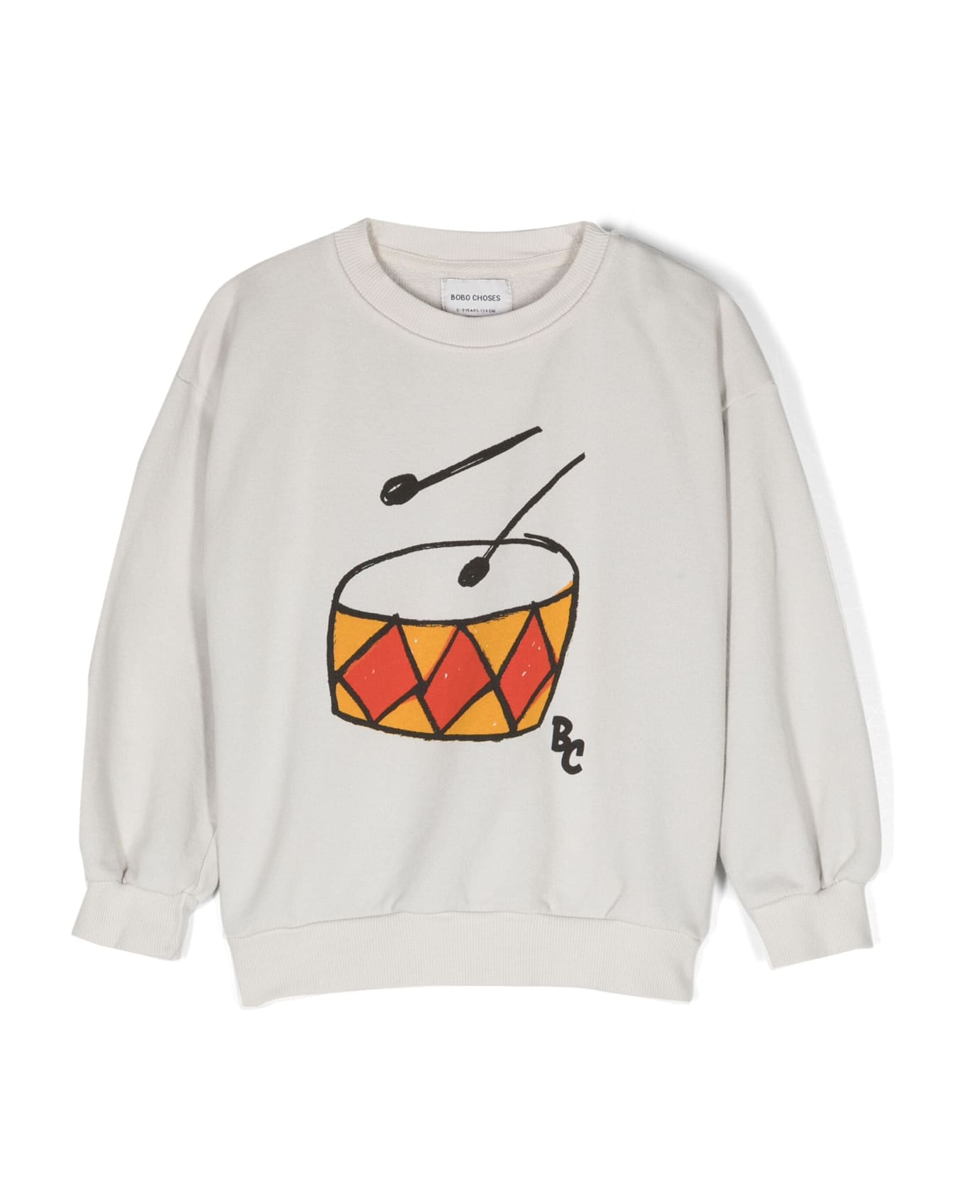 Bobo Choses Gray Sweatshirt For Boy With Drum - Grey ニットウェア＆スウェットシャツ
