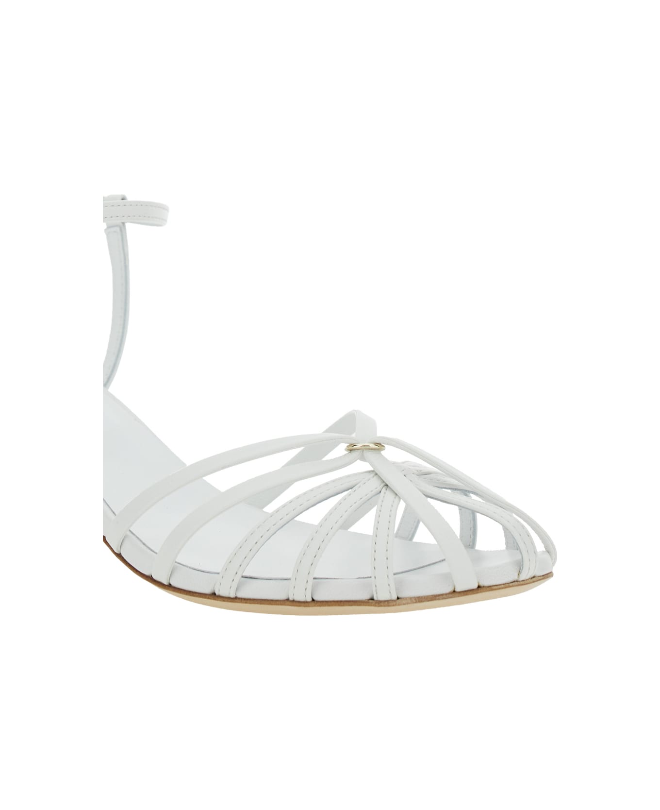 SEMICOUTURE White Heeled Sandals With Cage Design In Leather Woman - White