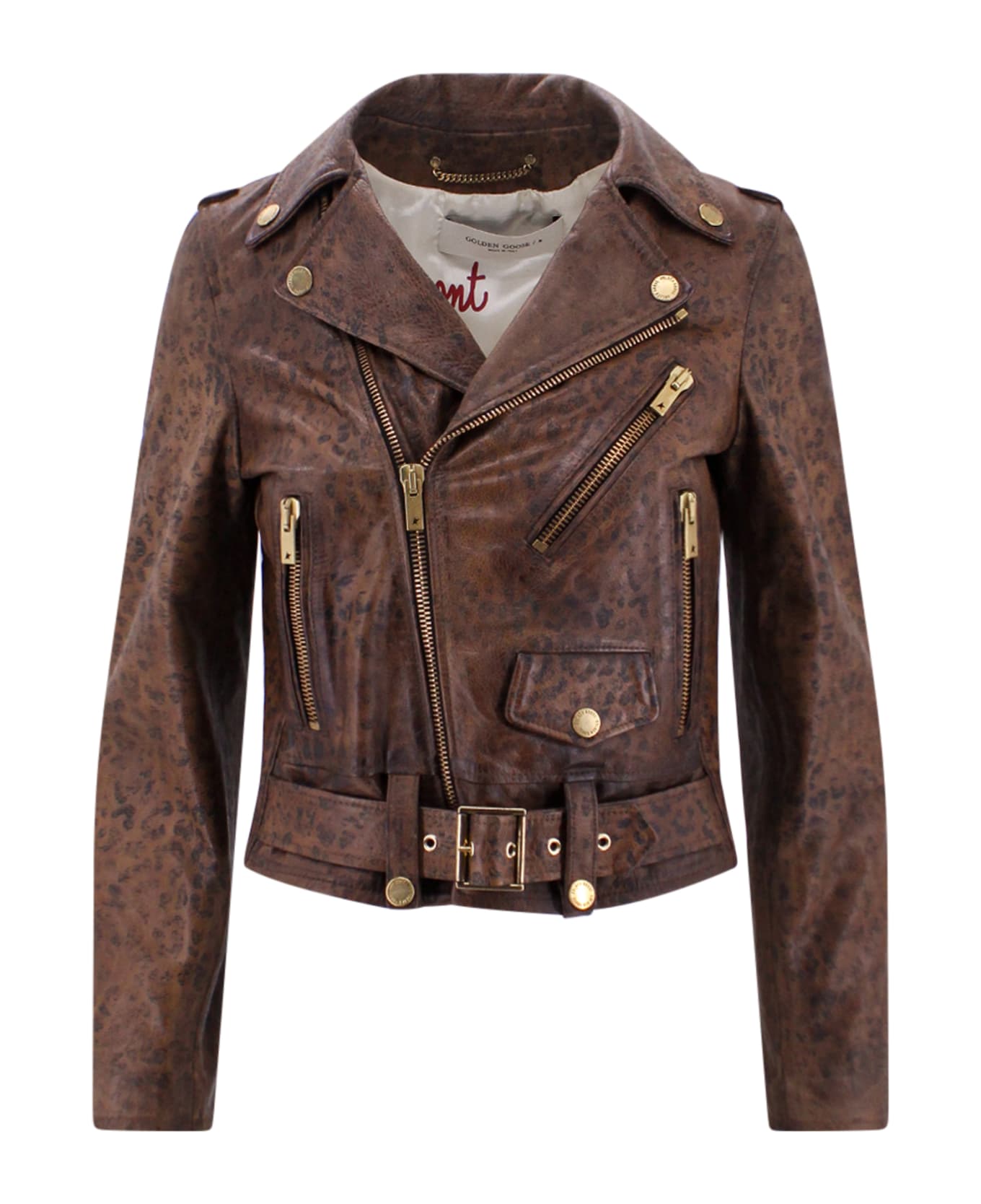 Golden Goose Leather Biker Jacket - Brown