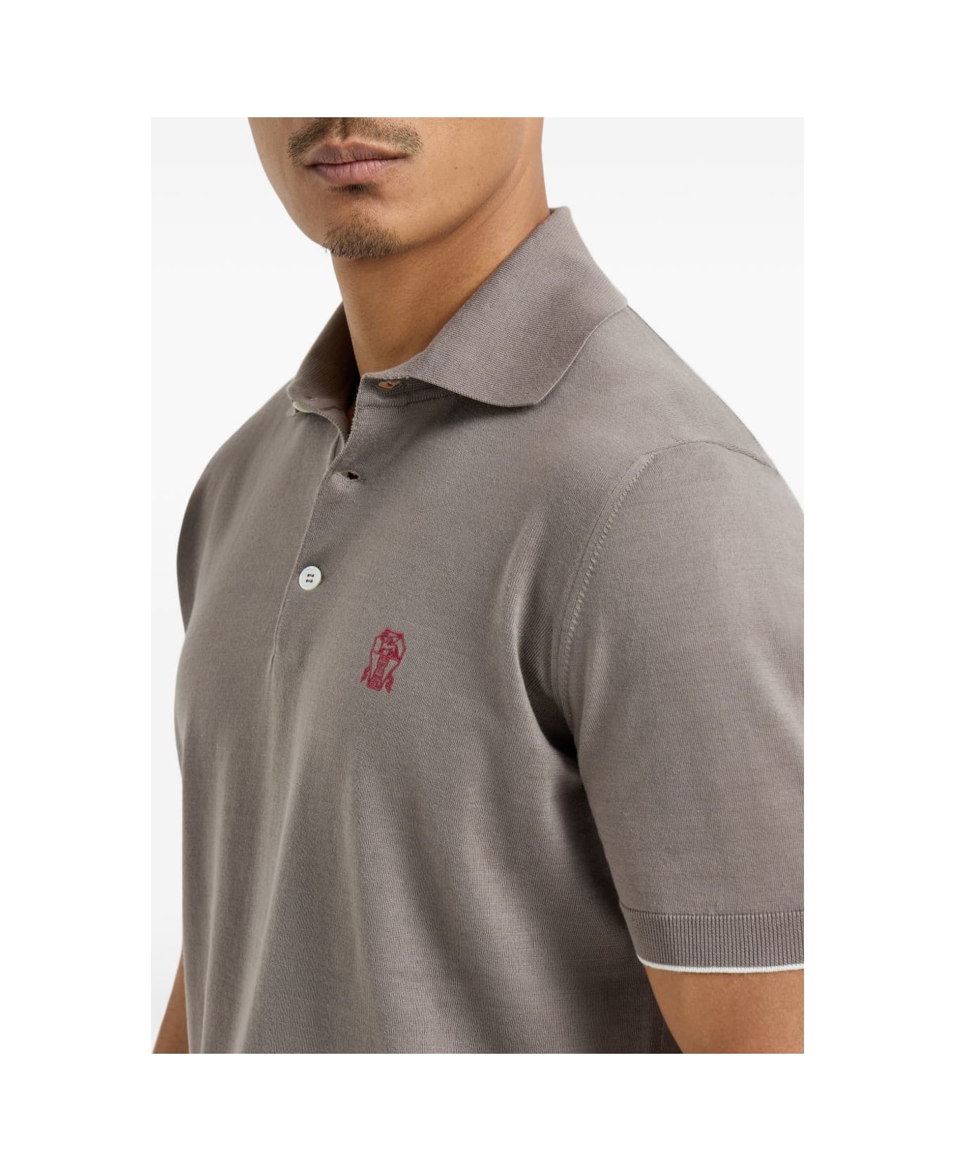 Brunello Cucinelli Logo Cotton Polo Shirt - Marrone chiaro