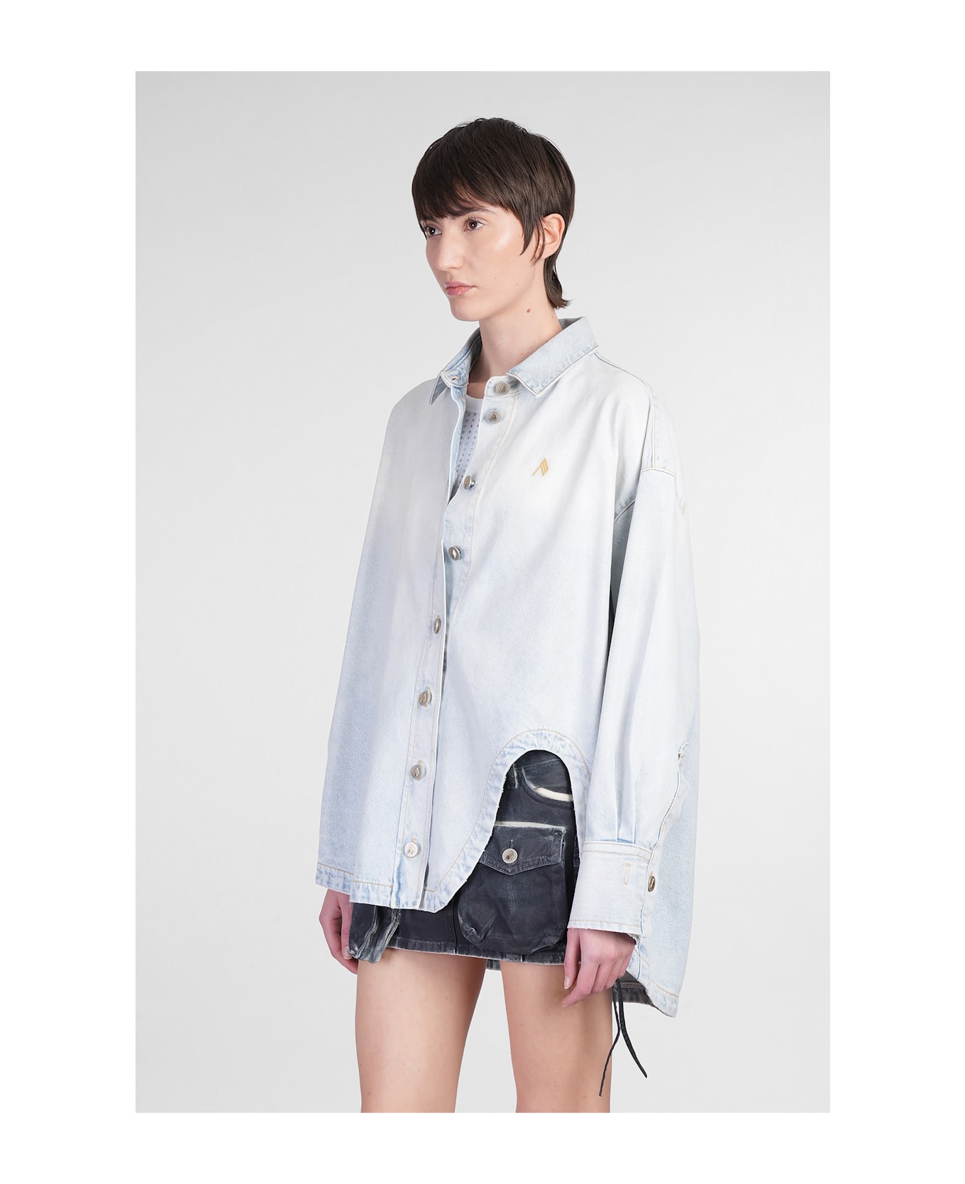 The Attico Denim Jackets In Cyan Cotton - cyan