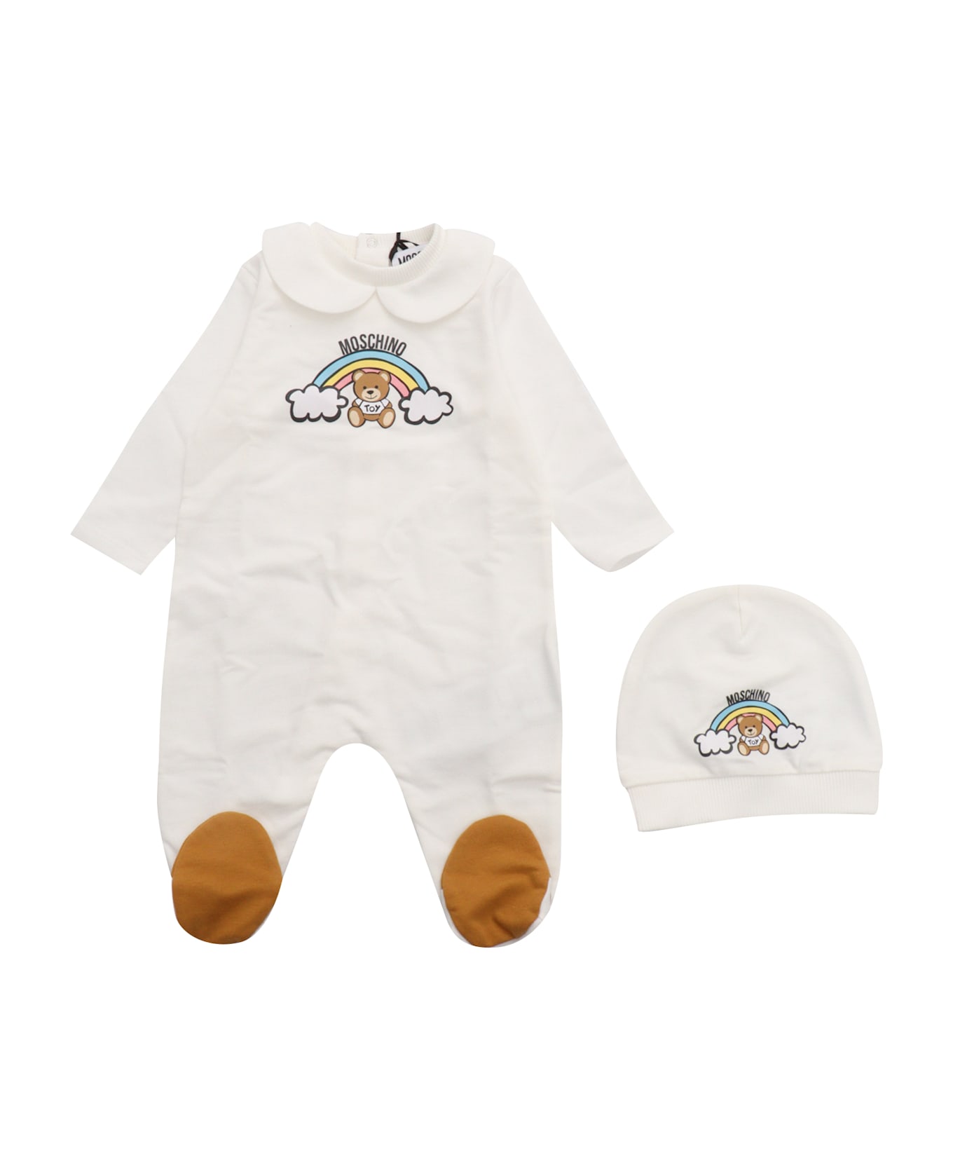 Moschino Onesie+beanie - WHITE