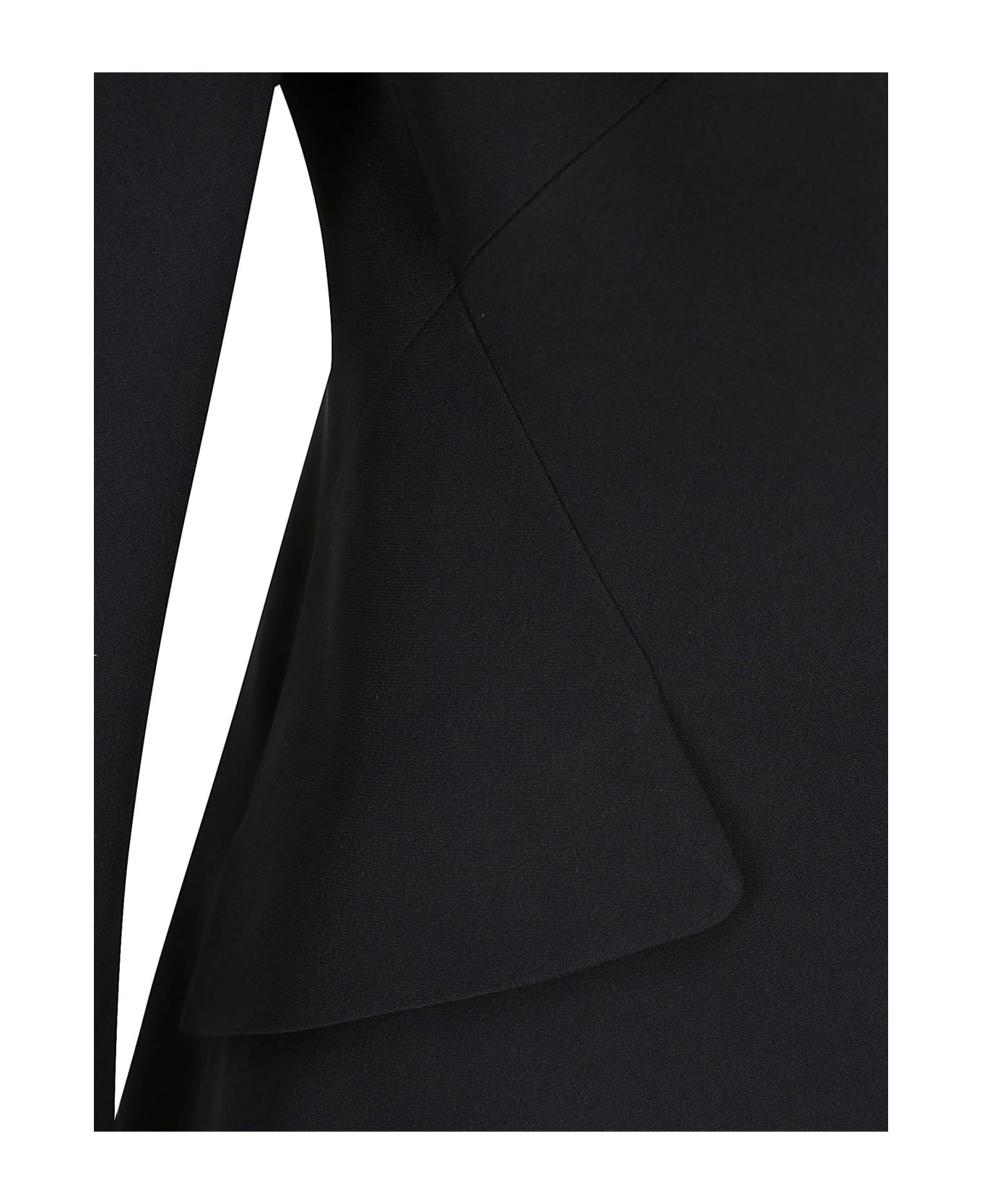 Alexander McQueen Black Jacket In Thin Crepe With Pointed Shoulders - Nero