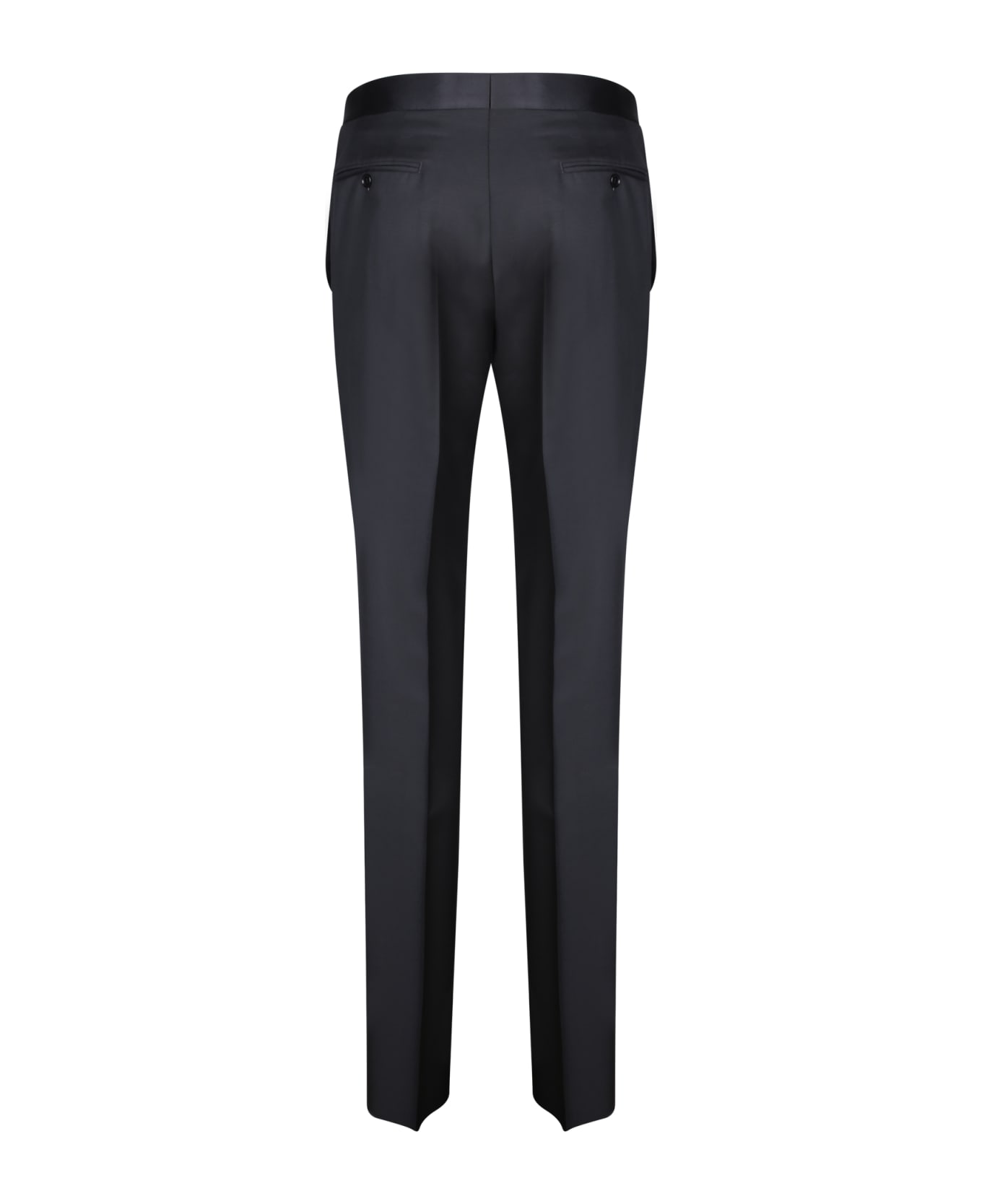 Canali Black Mohair Satin-stripe Trousers - Black