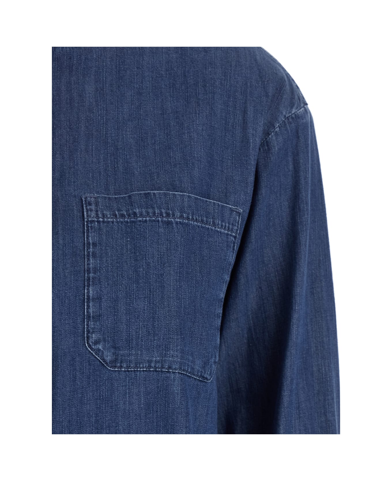
S Max Mara 
unito
 Blue Shirt With Dropped Shoulders And Chest Pocket In Denim Woman - Blu