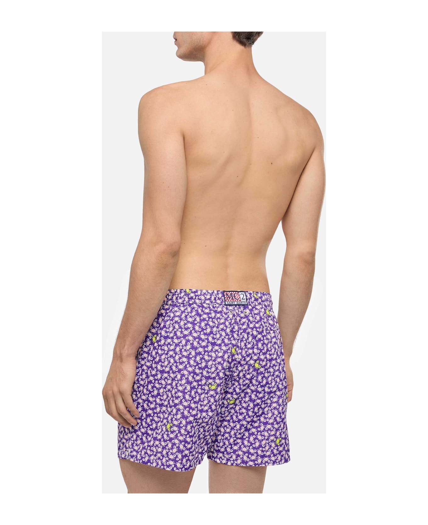 MC2 Saint Barth Man Light Fabric Swim Shorts With Crabs Print - PINK