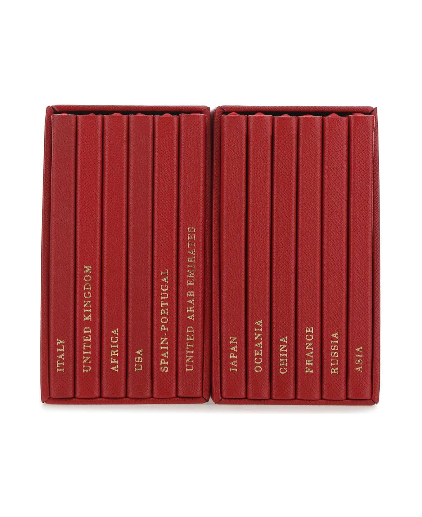 Prada Red Leather Notebook Set - F068Z インテリア雑貨