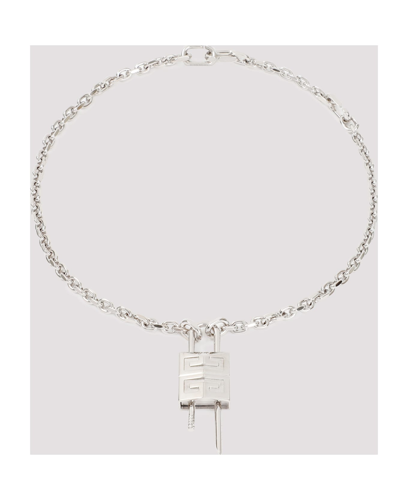 Givenchy Lock Necklace With 4g Padlock - Silvery