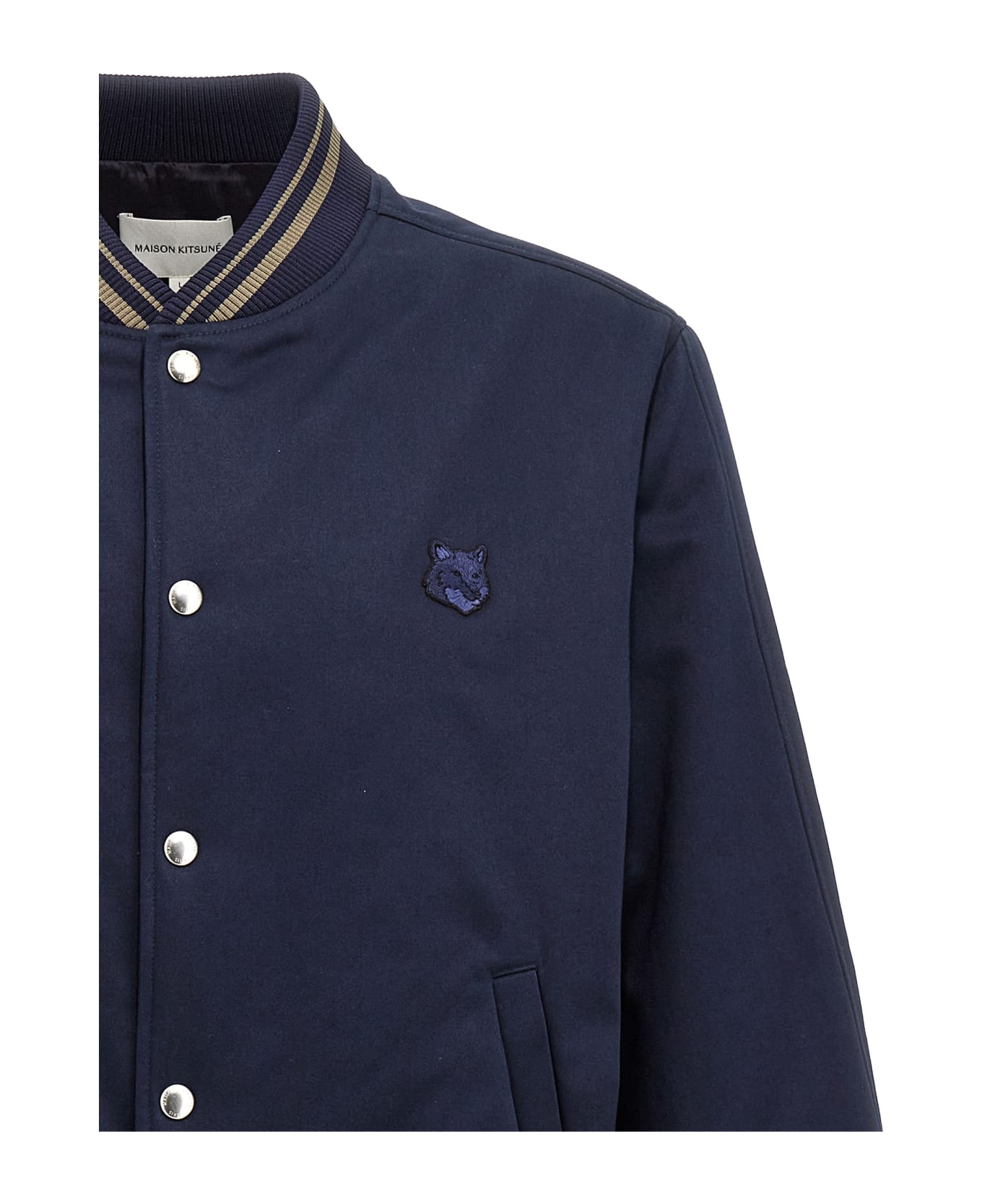 Maison Kitsuné Logo Embroidery Bomber Jacket - Blue ジャケット