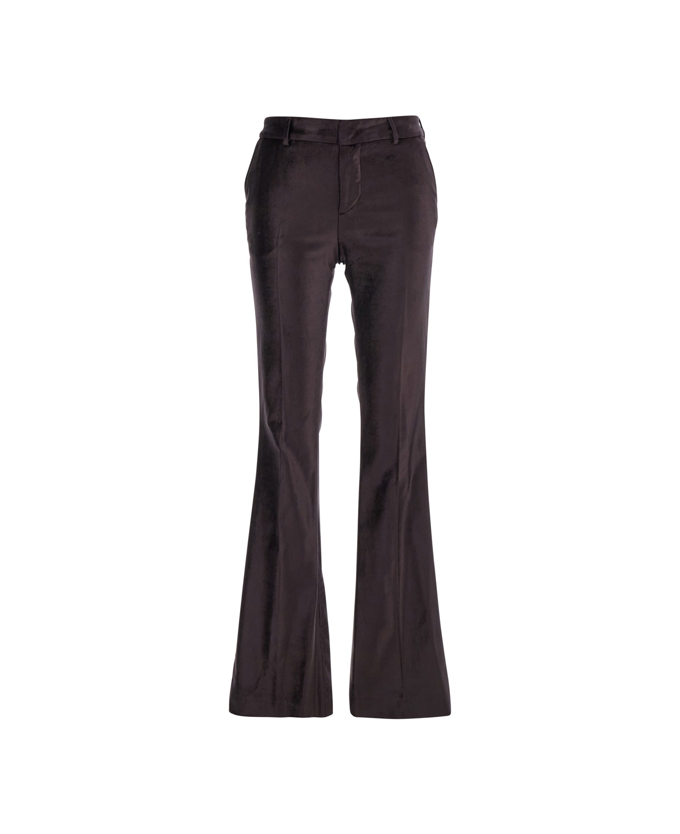 PT Torino 'elsa' Brown Flared Trousers With Velvet Effect In Cotton Blend Woman - Brown