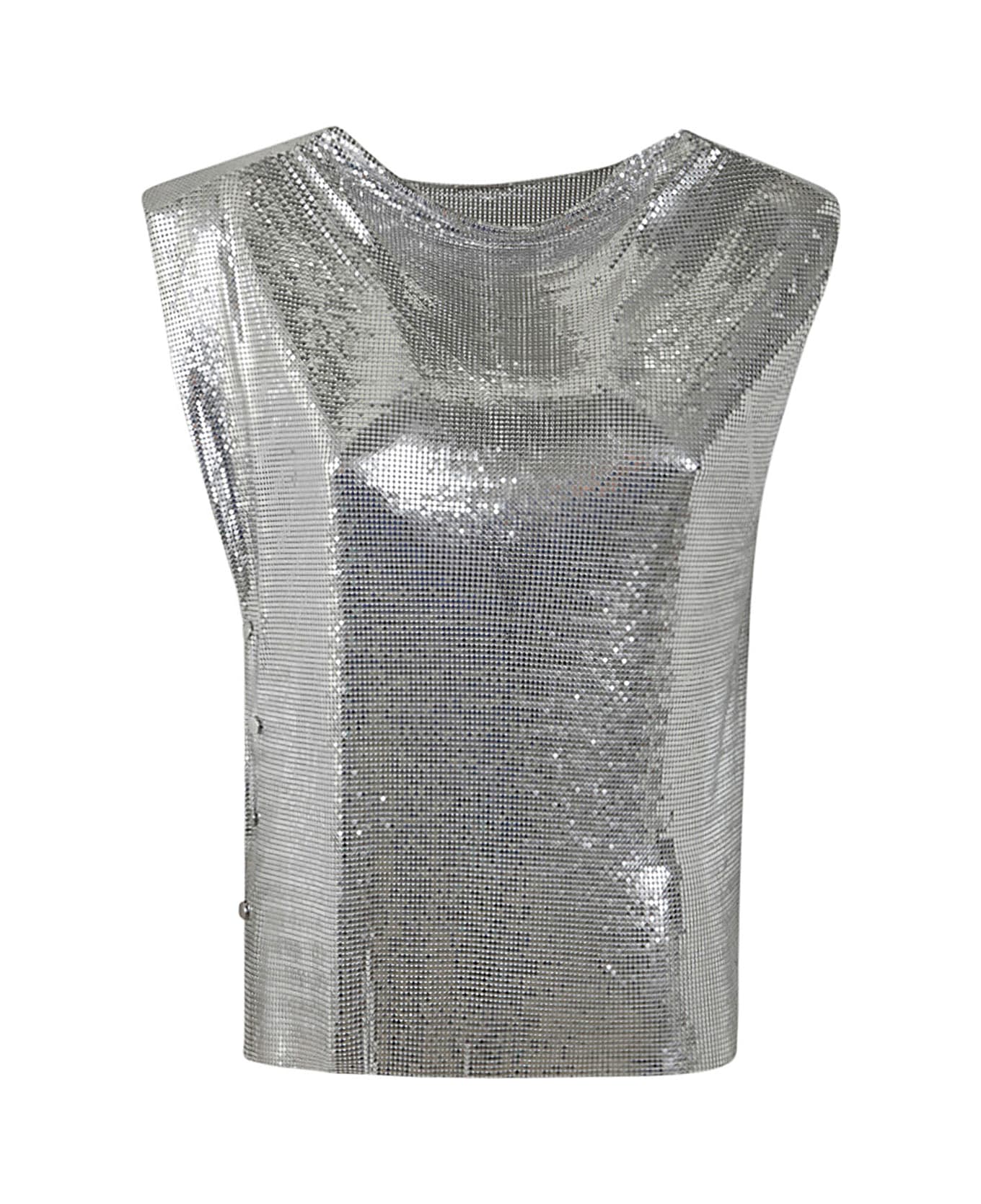 Paco Rabanne Draped Mesh Top - Silver トップス