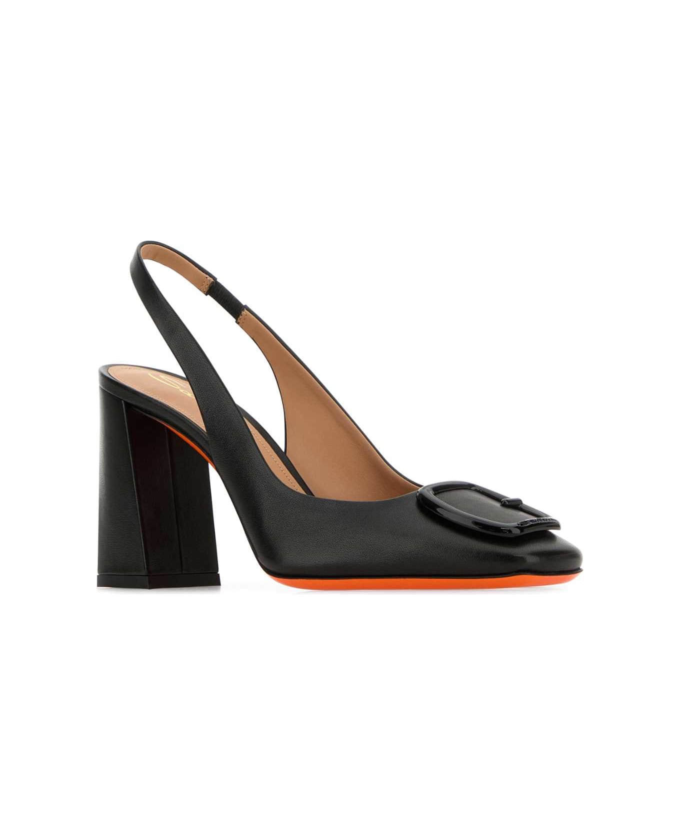 Santoni Black Leather Peaches Pumps - N01