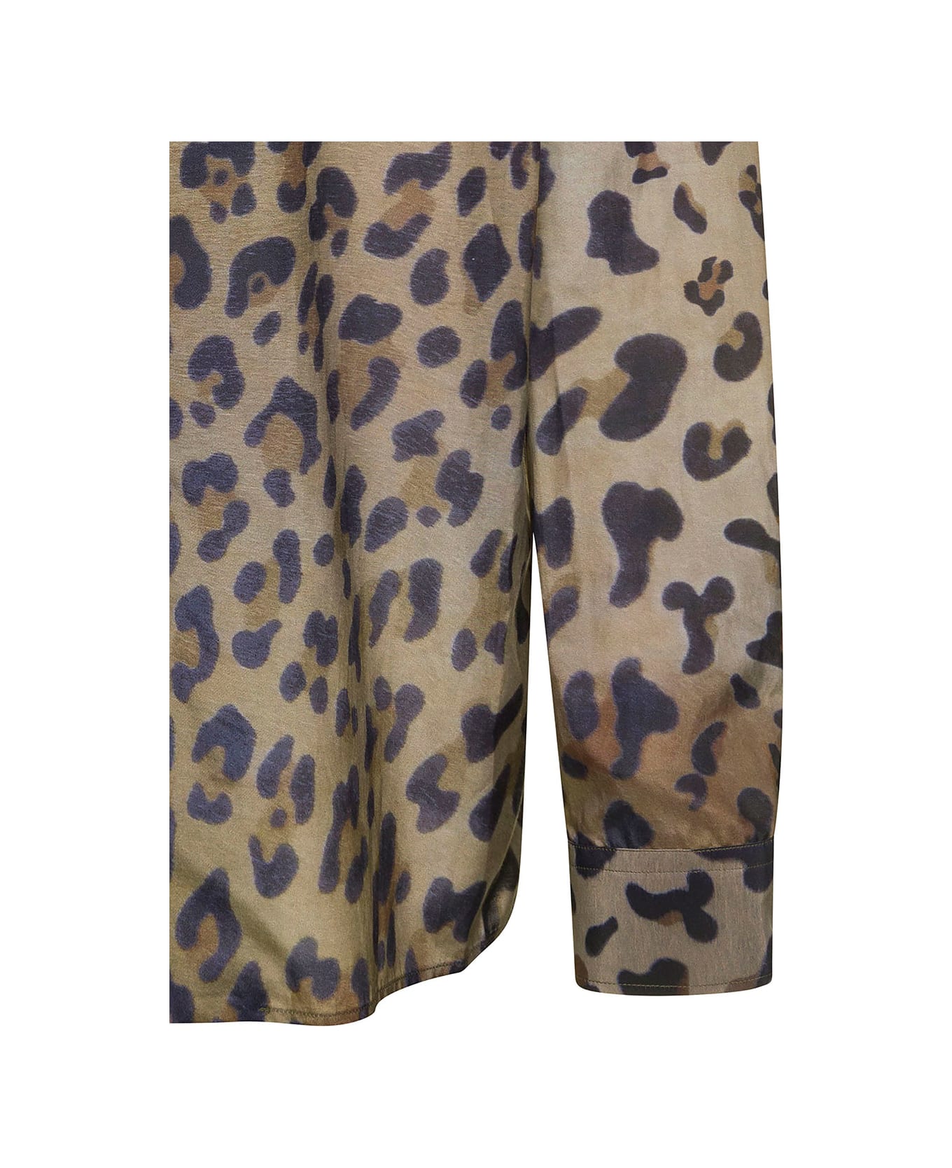 Balmain Brown Loose Leopard Printed Pyjama Shirt In Cotton Blend Woman - Green