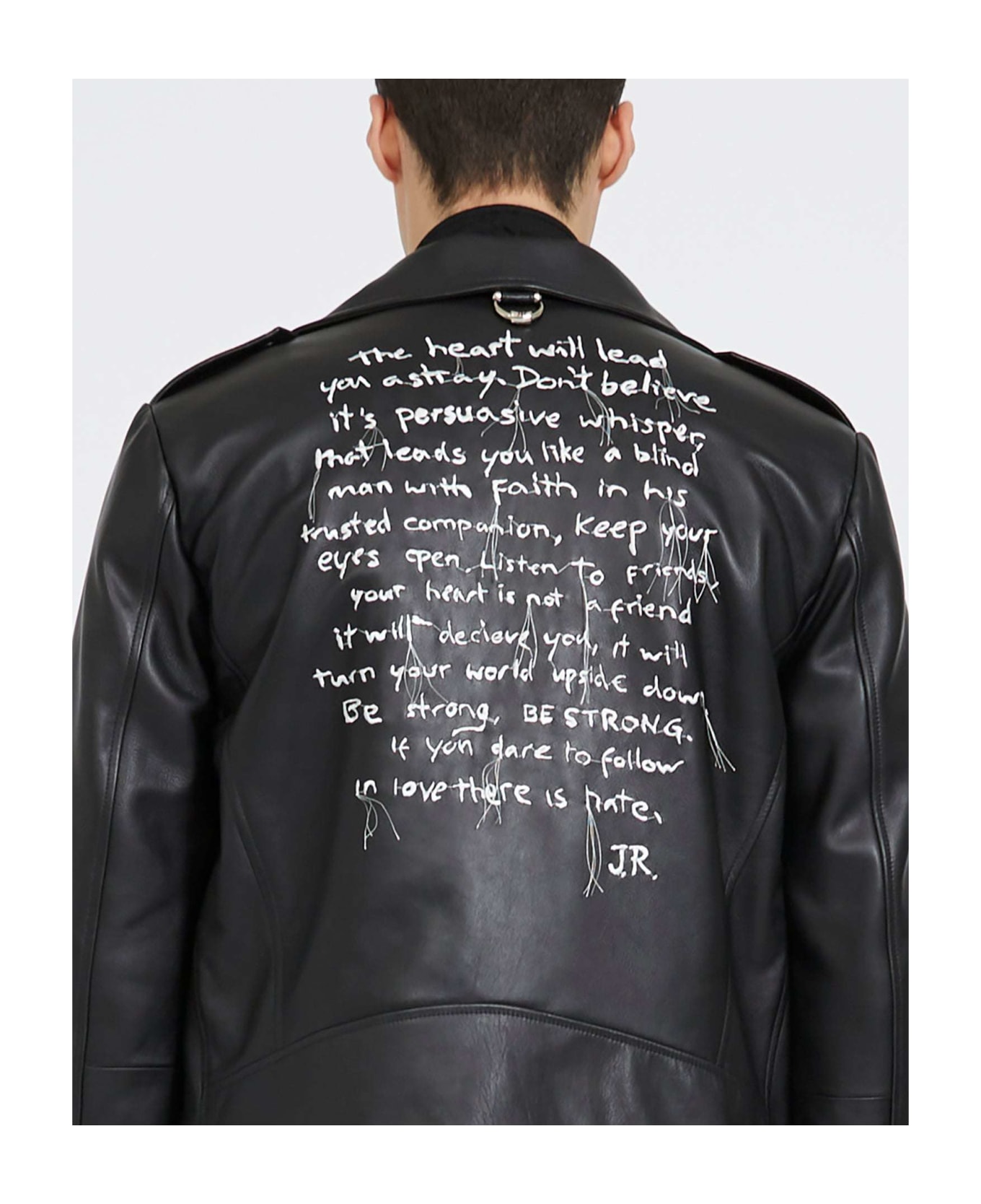 John Richmond Leather Jacket With Print On The Back - Nero レザージャケット