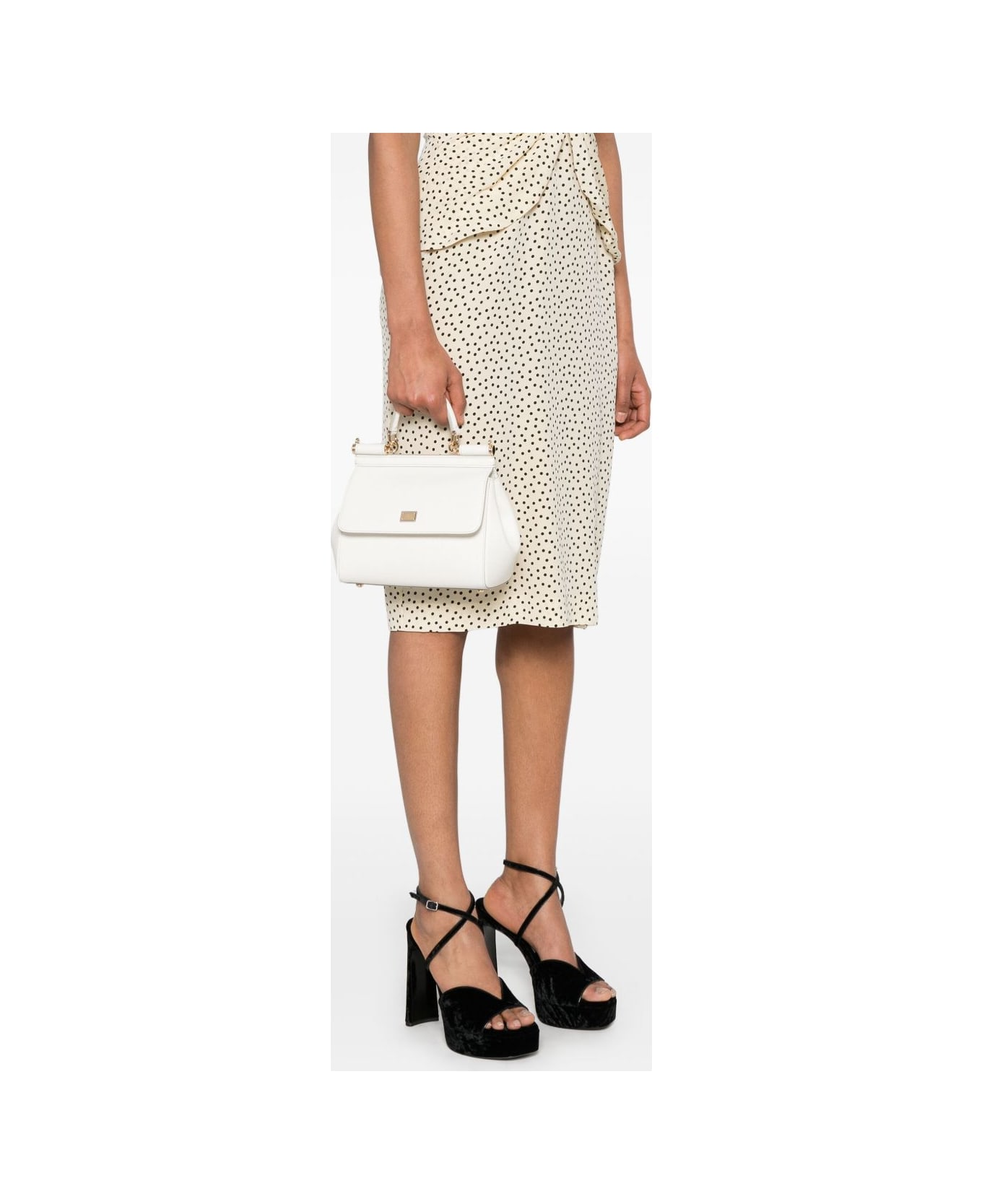 Dolce 
Gabbana Sicily Medium Leather Handbag - White