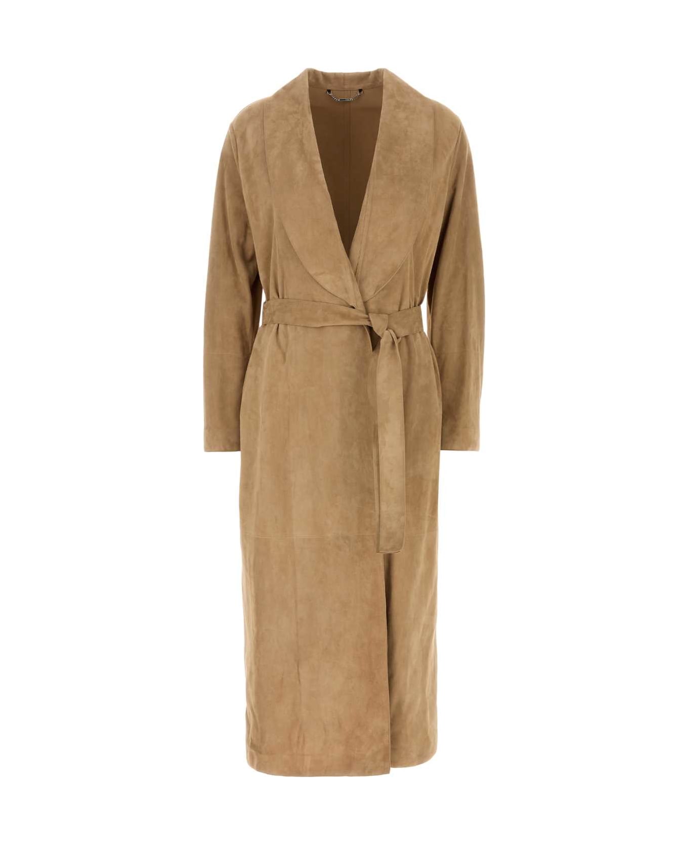 Fendi Camel Suede Coat - DESERT