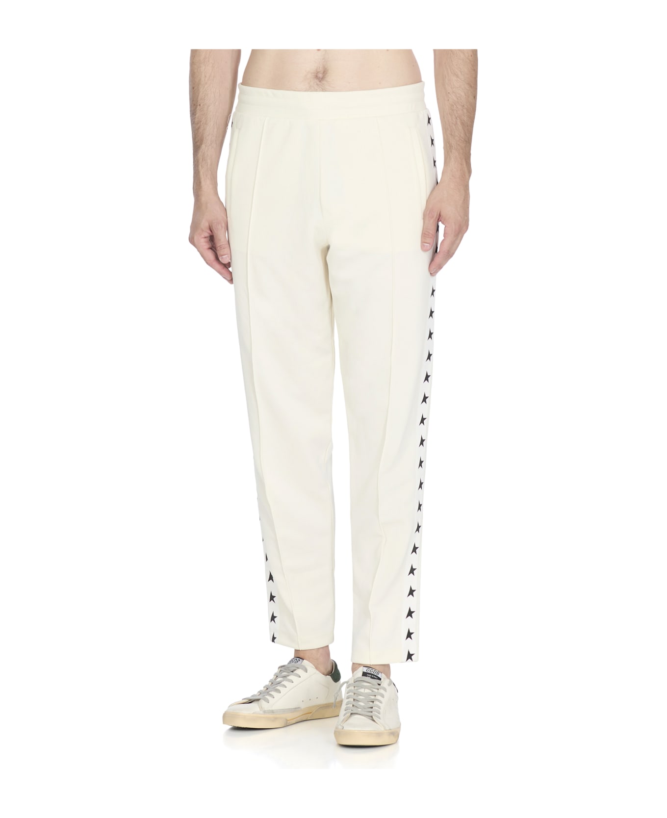 Golden Goose Pants With Logo - Ivory