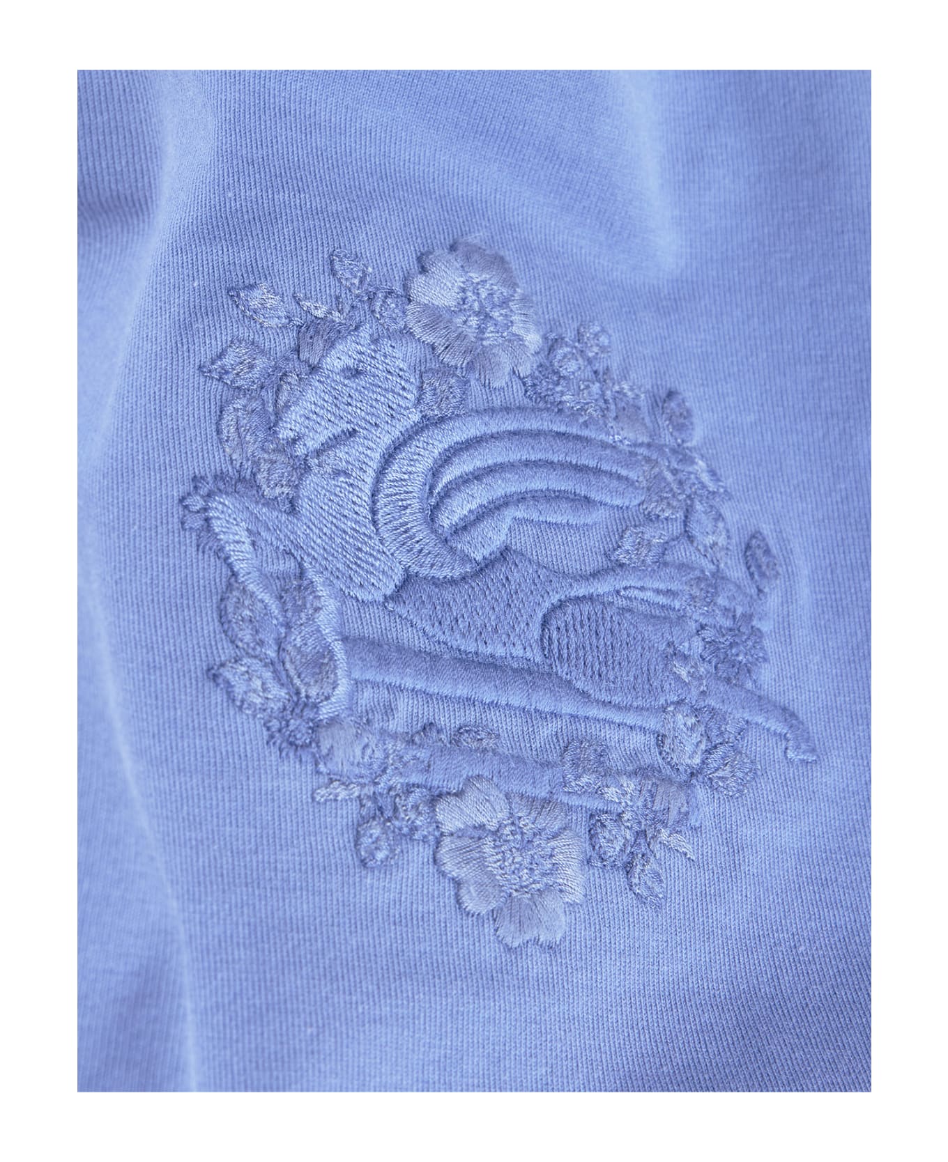 Etro Light Blue T-shirt With Tone-on-tone Embroidery - Blue Tシャツ